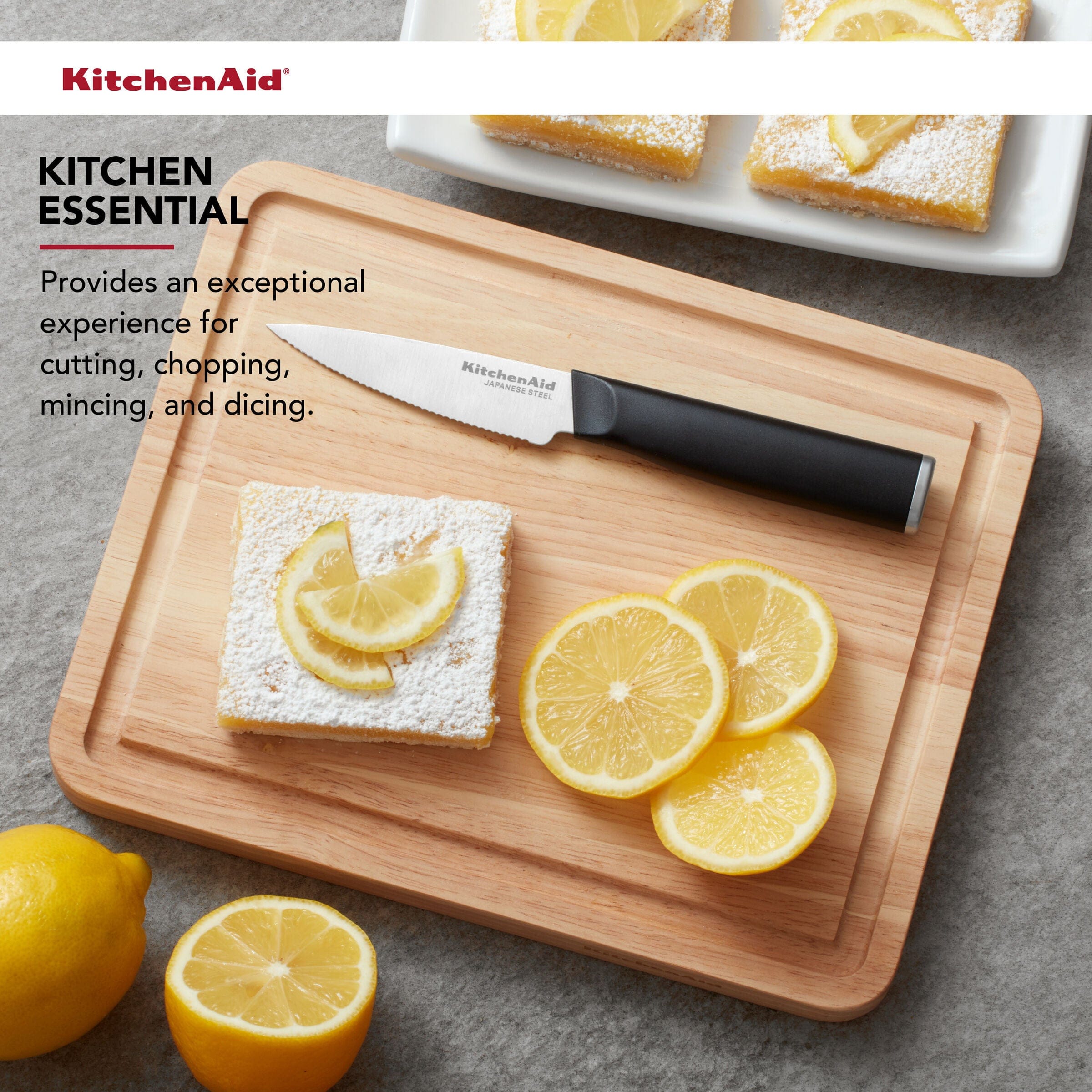 KitchenAid Classic Rubberwood Cutting Board, Perimeter Trench, Reversible Chopping Board, 8x10-Inch, Natural