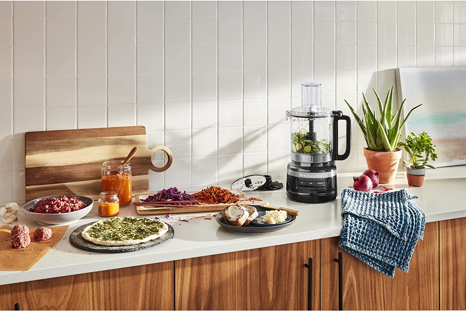 KitchenAid 9 Cup 3 Disks 2 Blades & Spatula Food Processor, Onyx Black