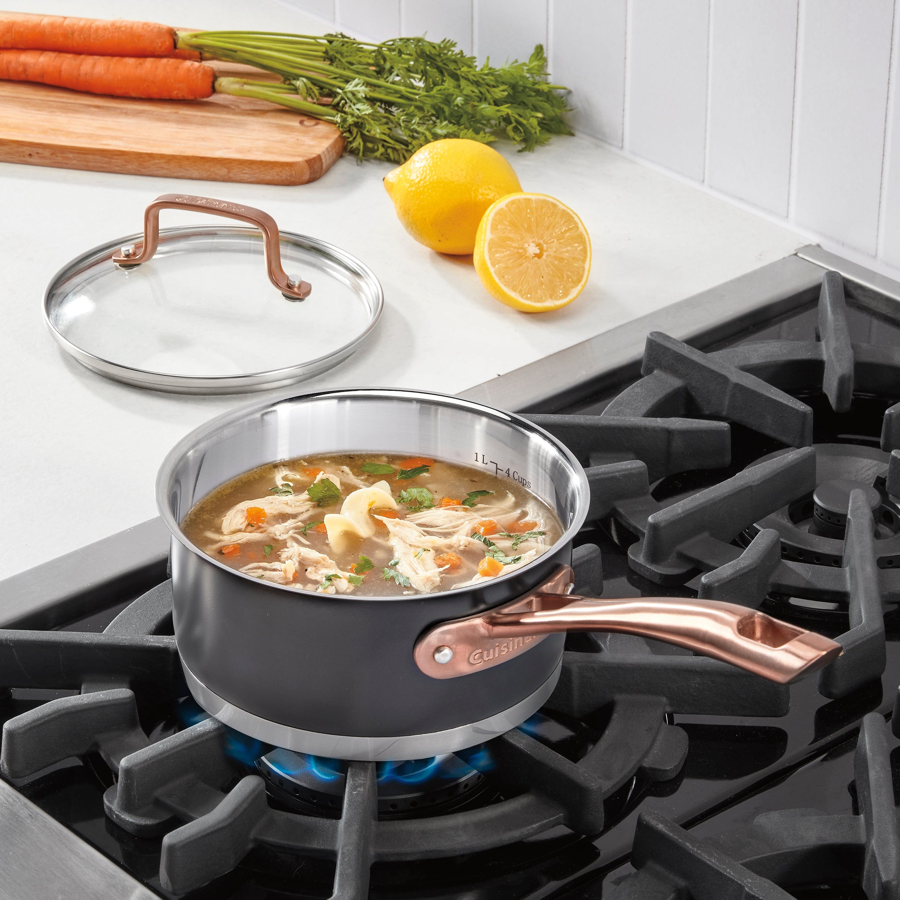 Cuisinart Matte Black Elegance 1.5qt Saucepan with Cover, Black