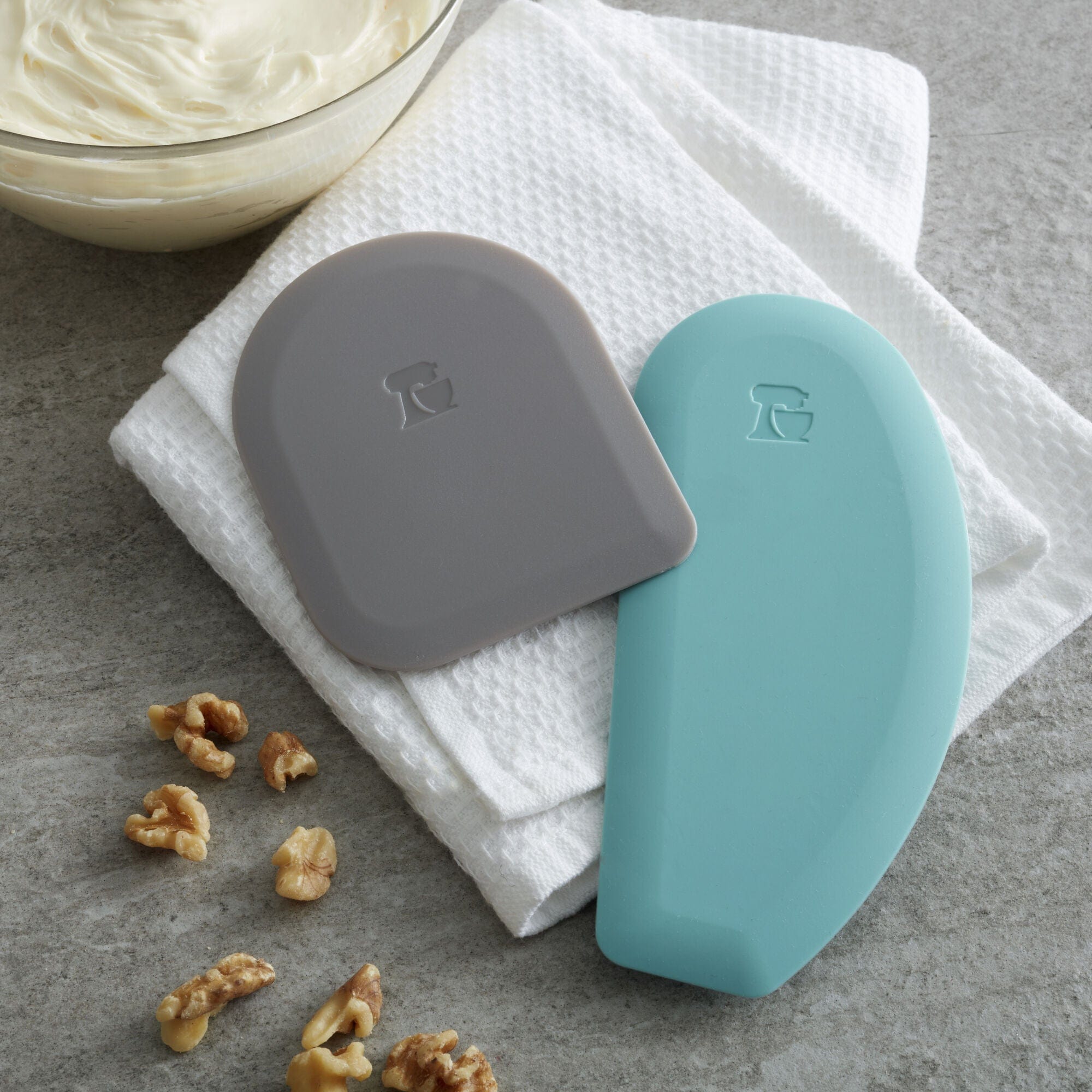 KitchenAid Gourmet Bowl Scraper, Set of 2, Aqua Sky and Storm Grey