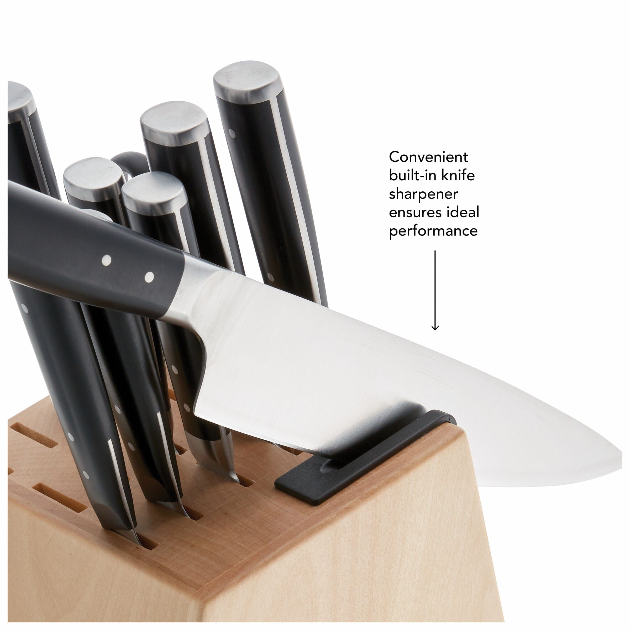 KitchenAid Gourmet 14 Piece Triple Rivet Knife Block Set with Sharpener, High Carbon Japanese Stainless Steel, Birchwood