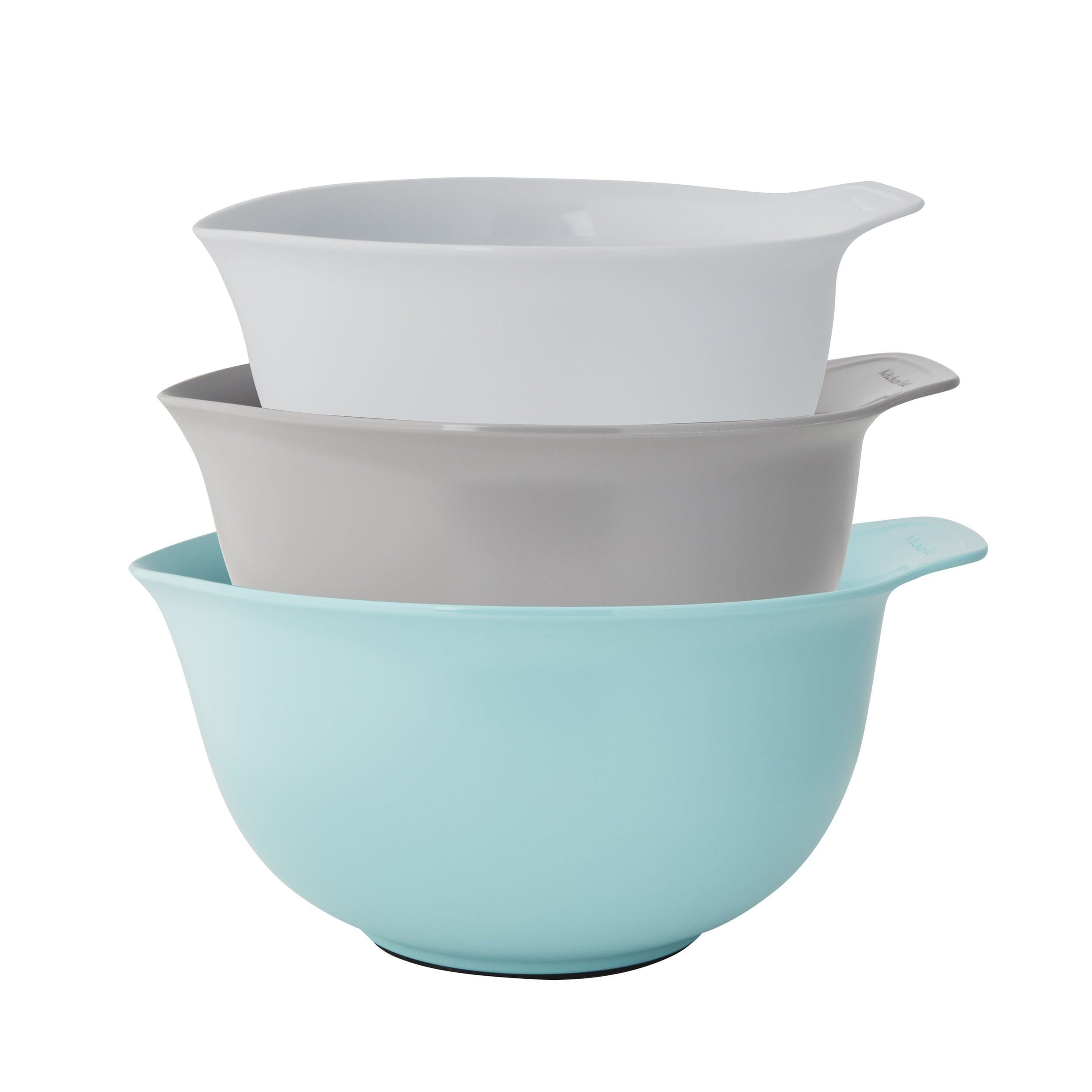 KitchenAid Universal Silicone Mixing Bowls, Set of 3, Aqua Sky White Gray