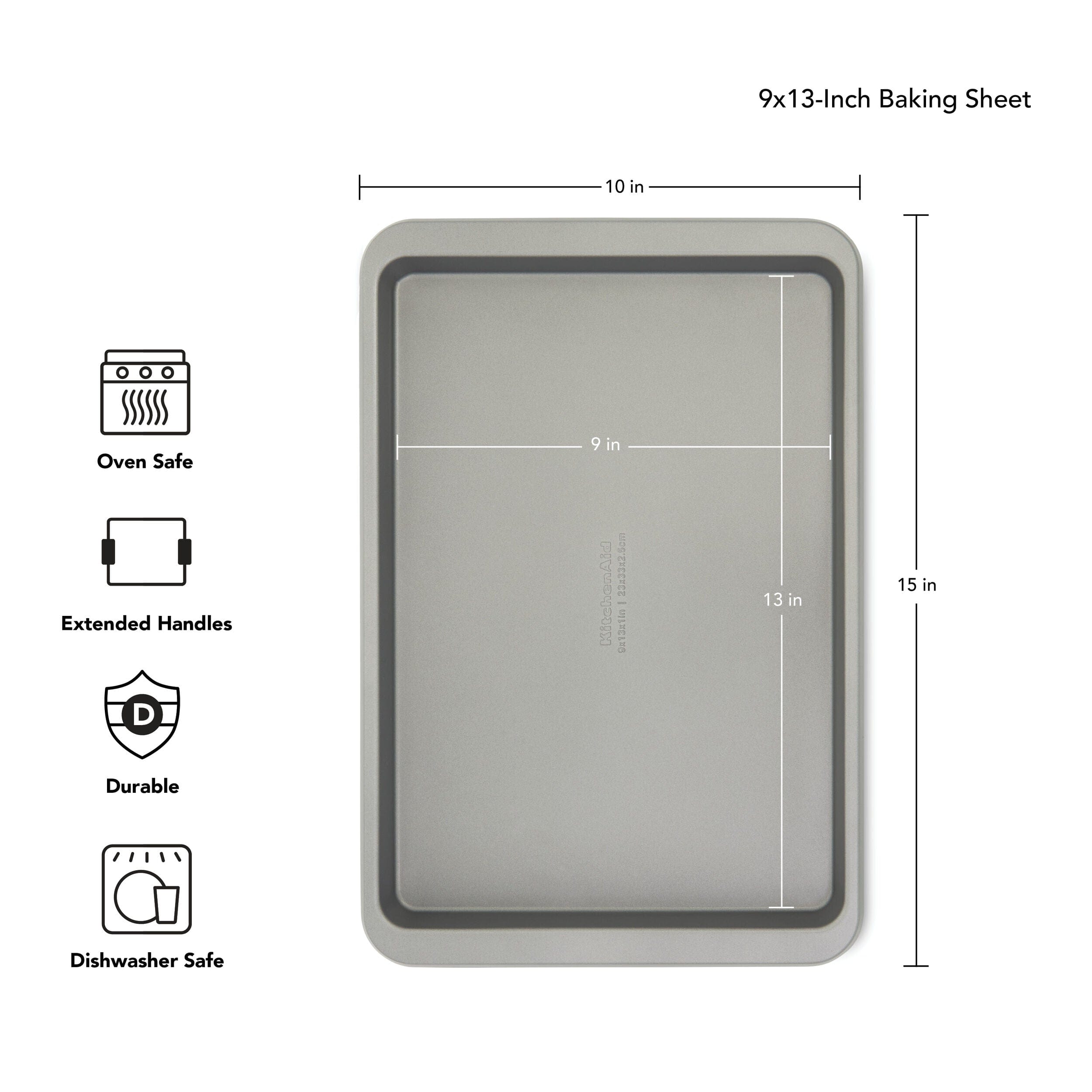 KitchenAid 9x13in Nonstick Aluminized Steel Baking Sheet, Contour Silver