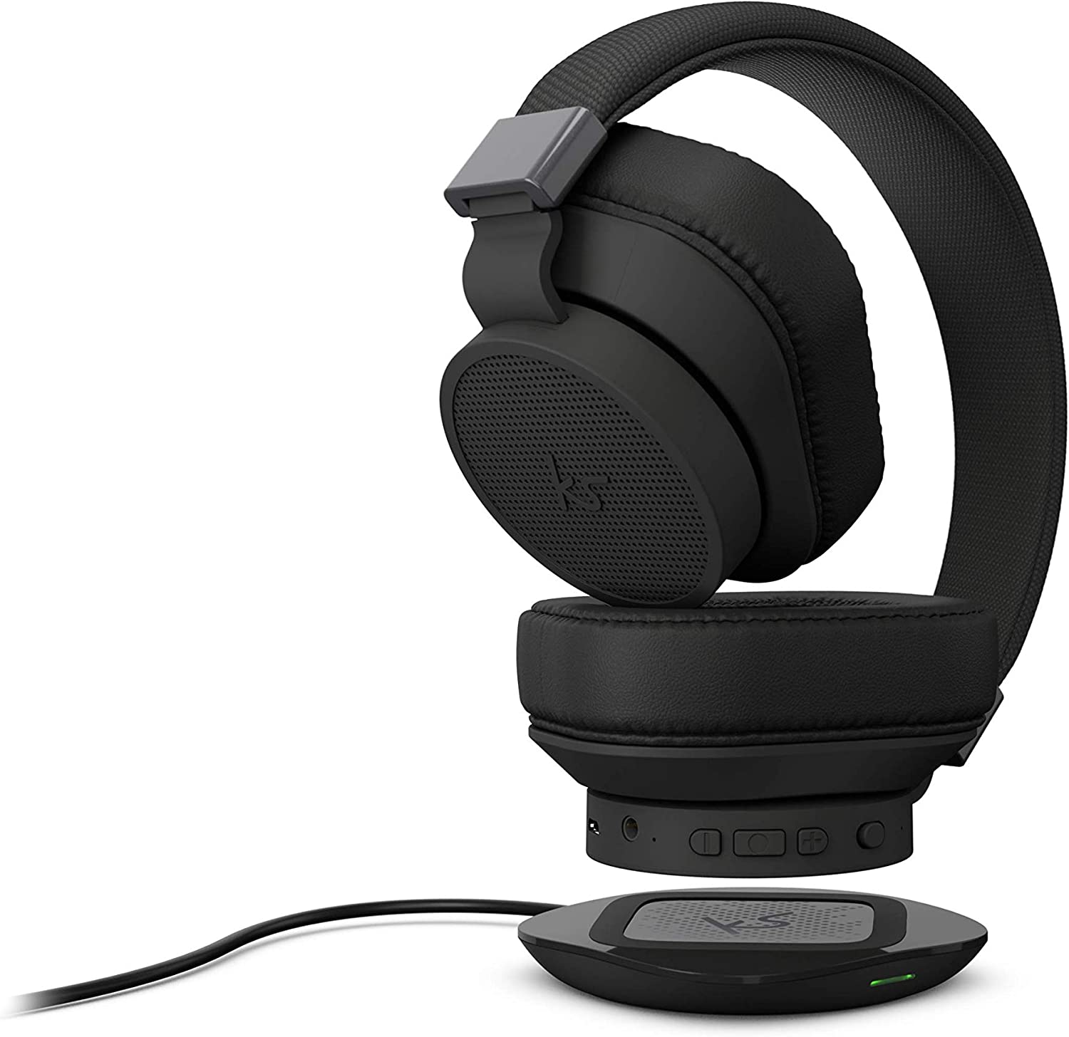 KitSound District Wireless Bluetooth Over Ear Wireless Qi Ch Active Noise Cancelling Headphones, Black