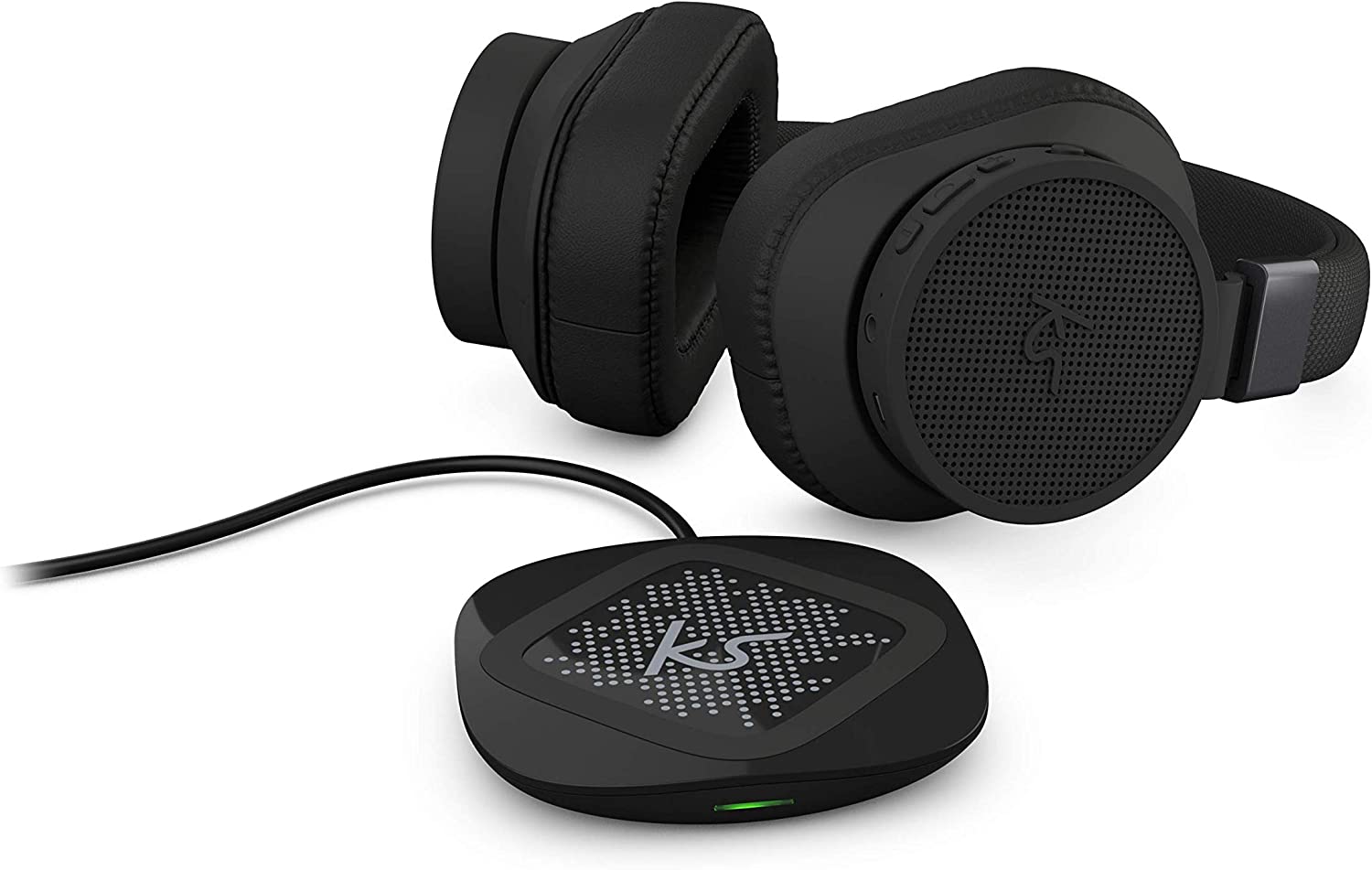 KitSound District Wireless Bluetooth Over Ear Wireless Qi Ch Active Noise Cancelling Headphones, Black