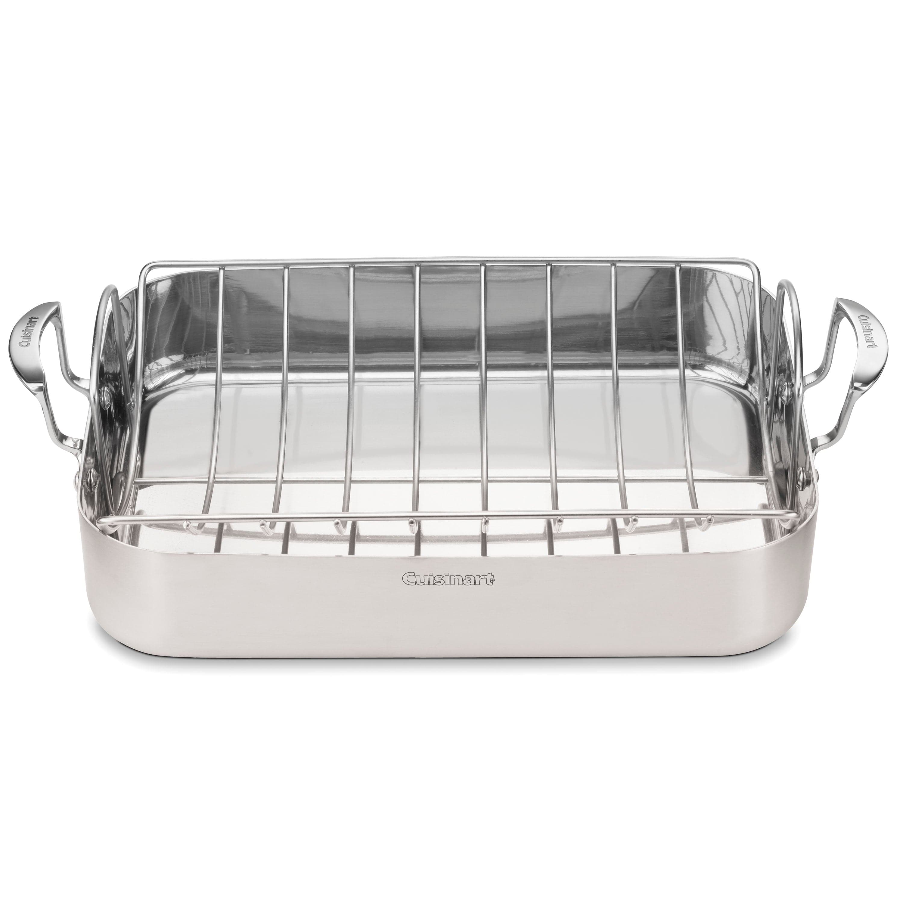 Cuisinart MultiClad Pro Triple Ply Stainless Cookware 16" Roasting Pan with Rack, Silver