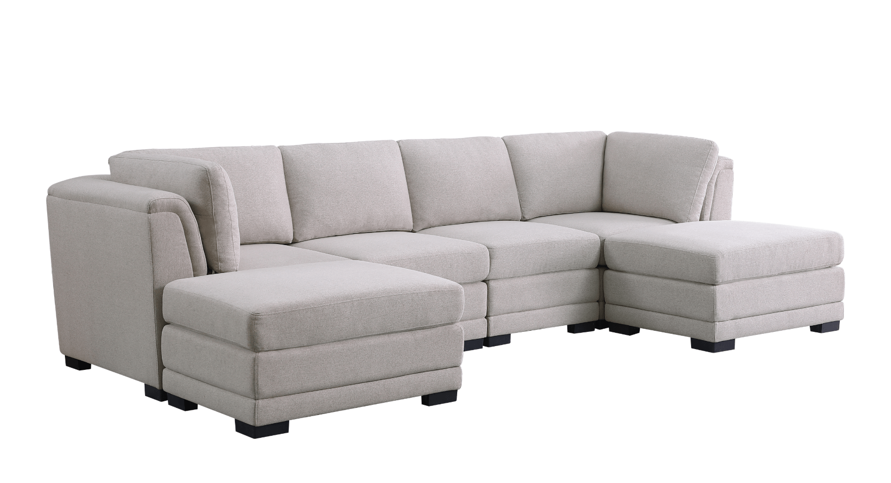 Willow & Hearth Kristin 121.5"W Light Gray Linen Fabric Reversible Sectional Sofa with 2 Ottomans