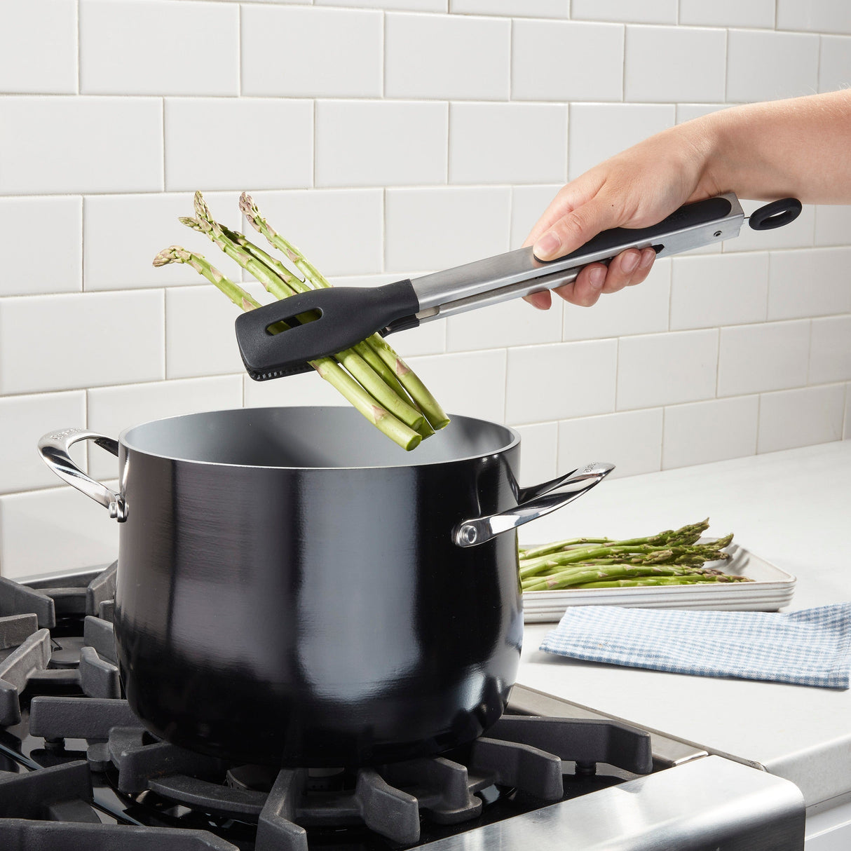 Cuisinart 9" Squared Head Silicone Tongs, Black