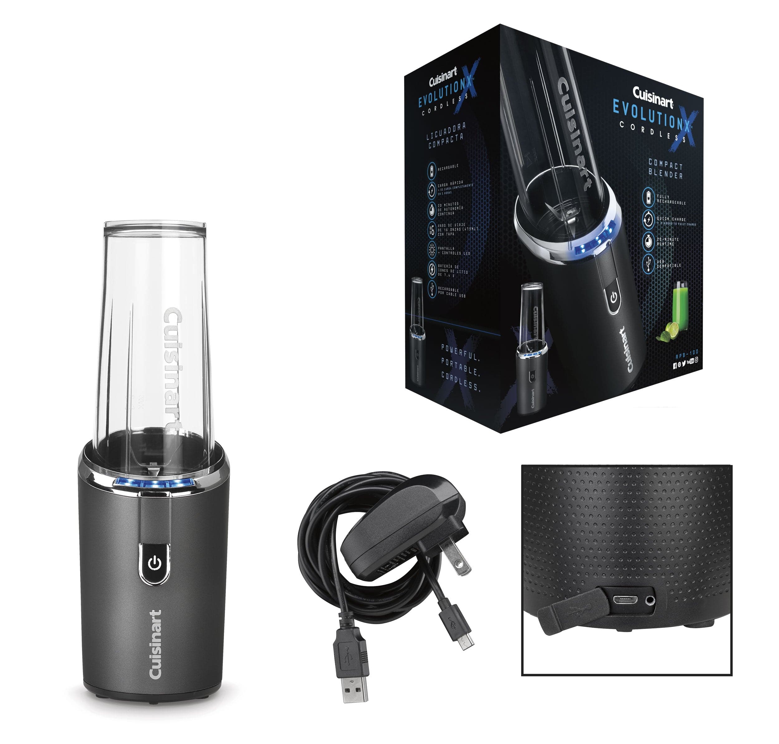 Cuisinart EvolutionX Cordless Compact Blender, Dark Gray