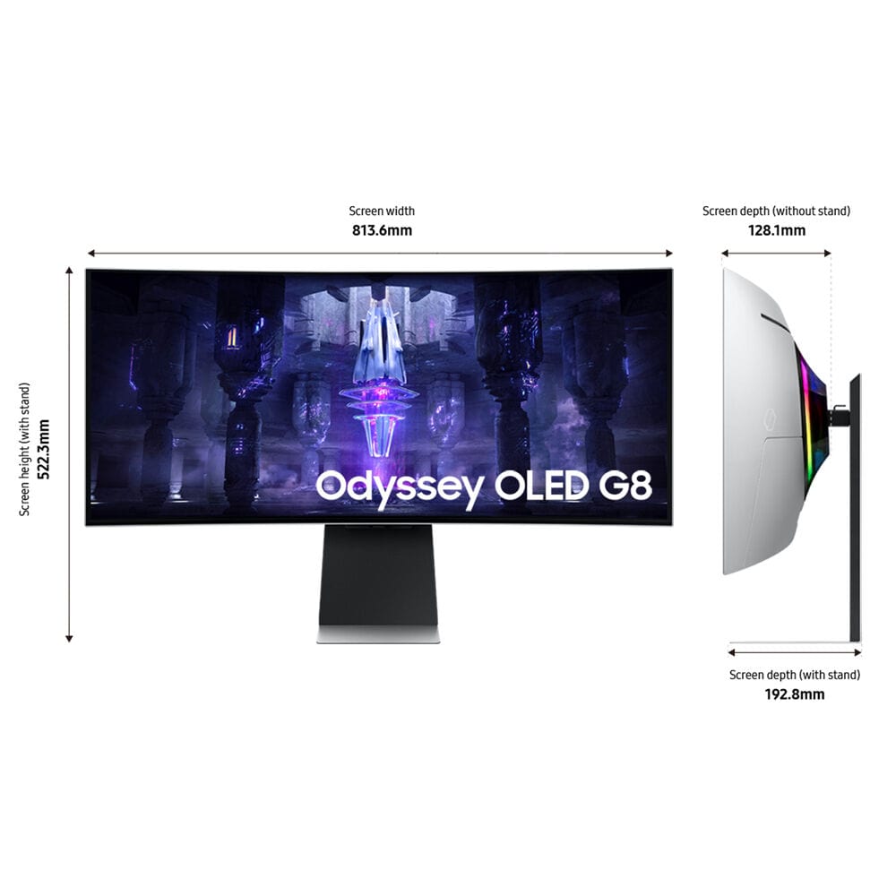 Samsung 34" Odyssey G8 OLED WQHD 175Hz Curved Smart Gaming Monitor - Certified Refurbished