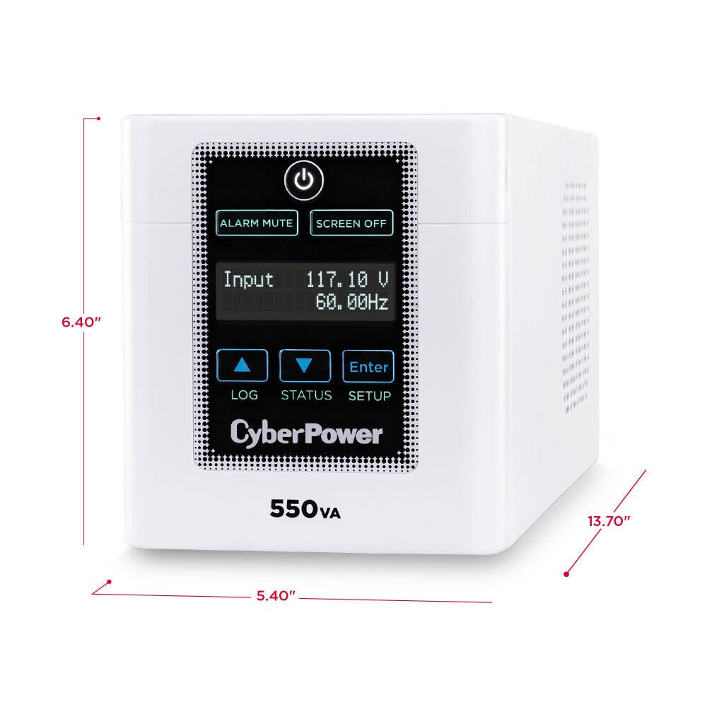 CyberPower M550L Medical-Grade UPS System, 550VA/440W, 4 Outlets, AVR, Tower, White - Certified Refurbished