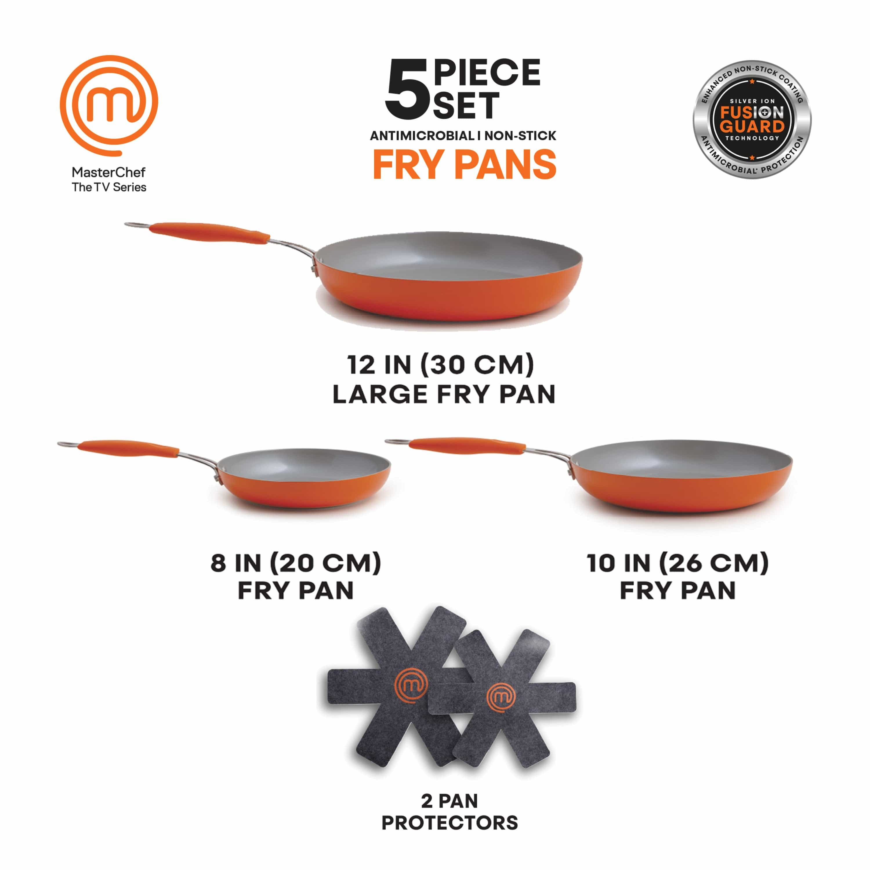 MasterChef 5-Piece Champions Fry Pan Set, Orange