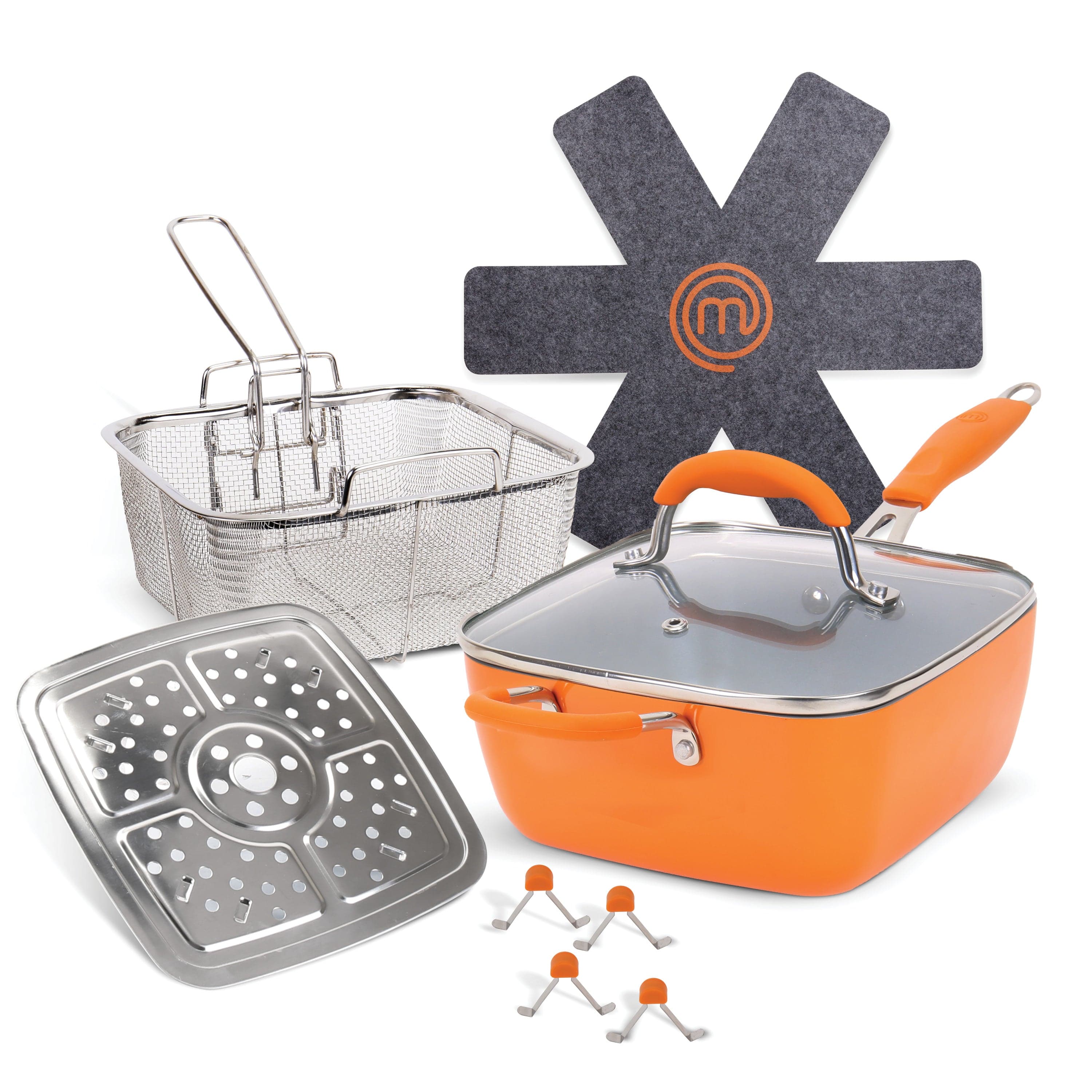 MasterChef 5 Pieces Champions Fry & Steam Steam Cook Set Orange