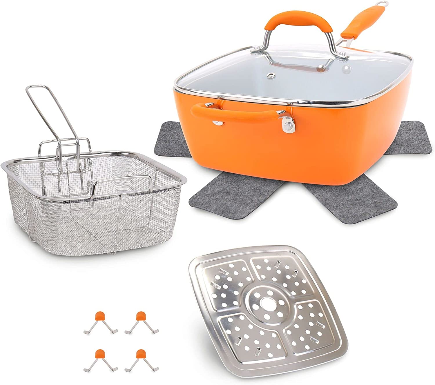 MasterChef 5 Pieces Champions Fry & Steam Steam Cook Set Orange