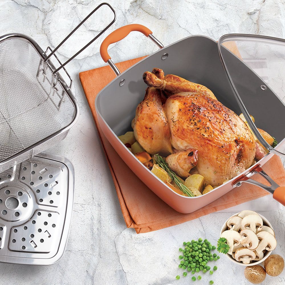 MasterChef 5 Pieces Champions Fry & Steam Steam Cook Set Orange