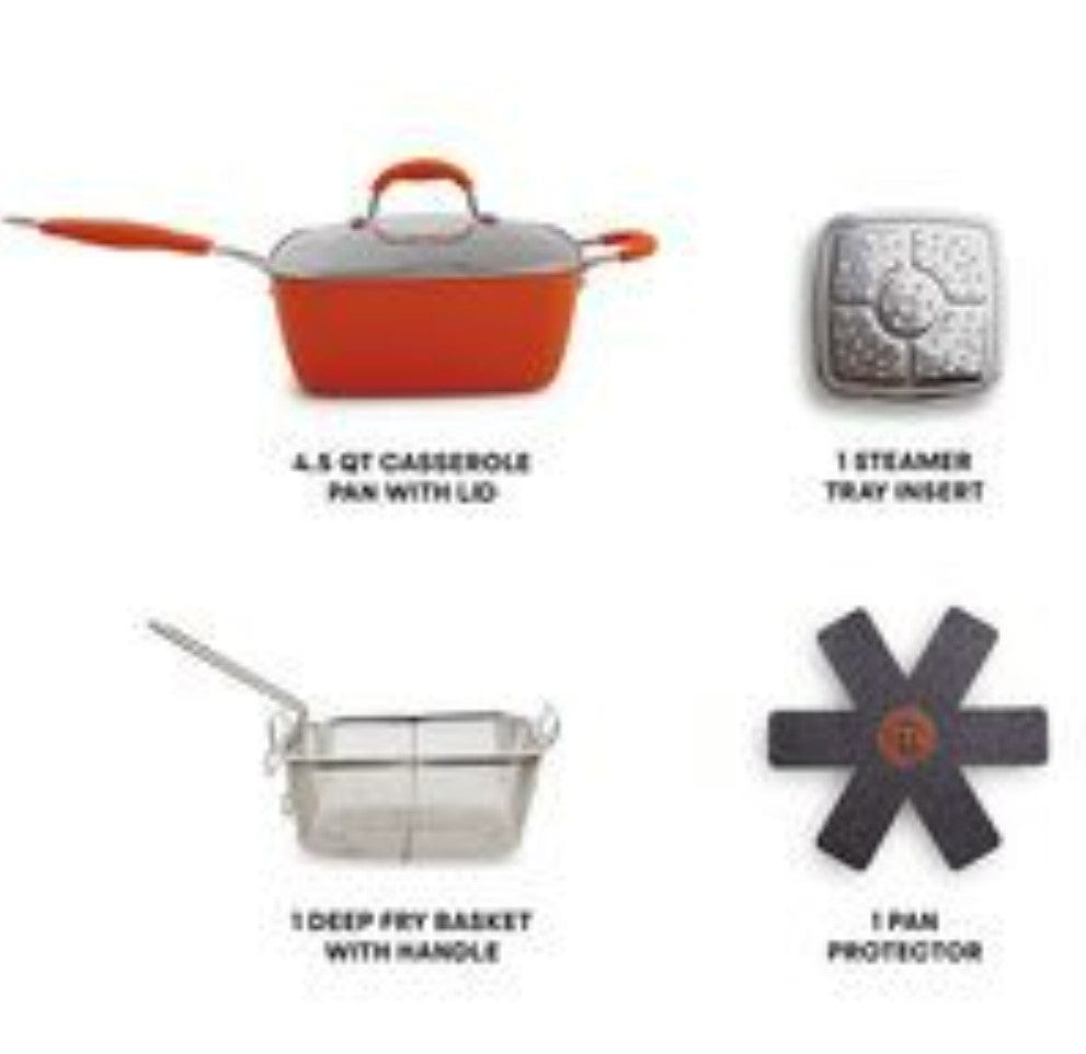 MasterChef 5 Pieces Champions Fry & Steam Steam Cook Set Orange