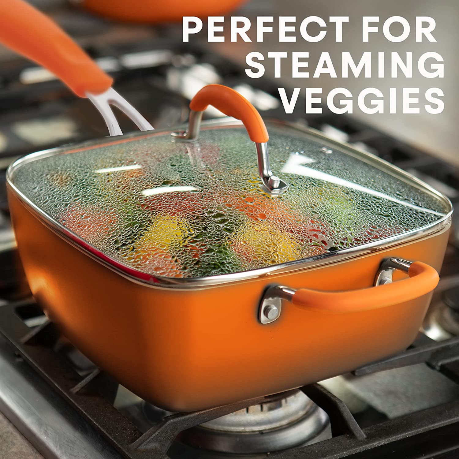 MasterChef 5 Pieces Champions Fry & Steam Steam Cook Set Orange