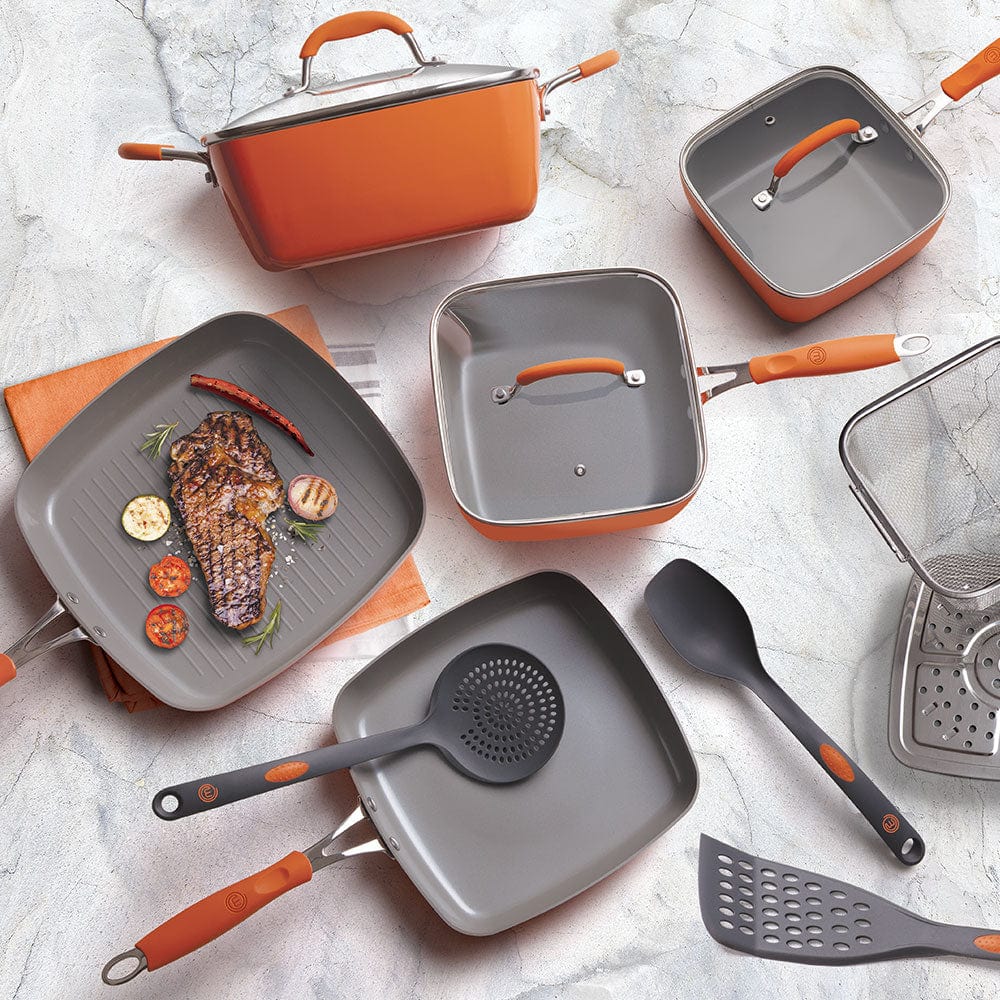 MasterChef 17-Piece Champions Square Cookware Set, Orange
