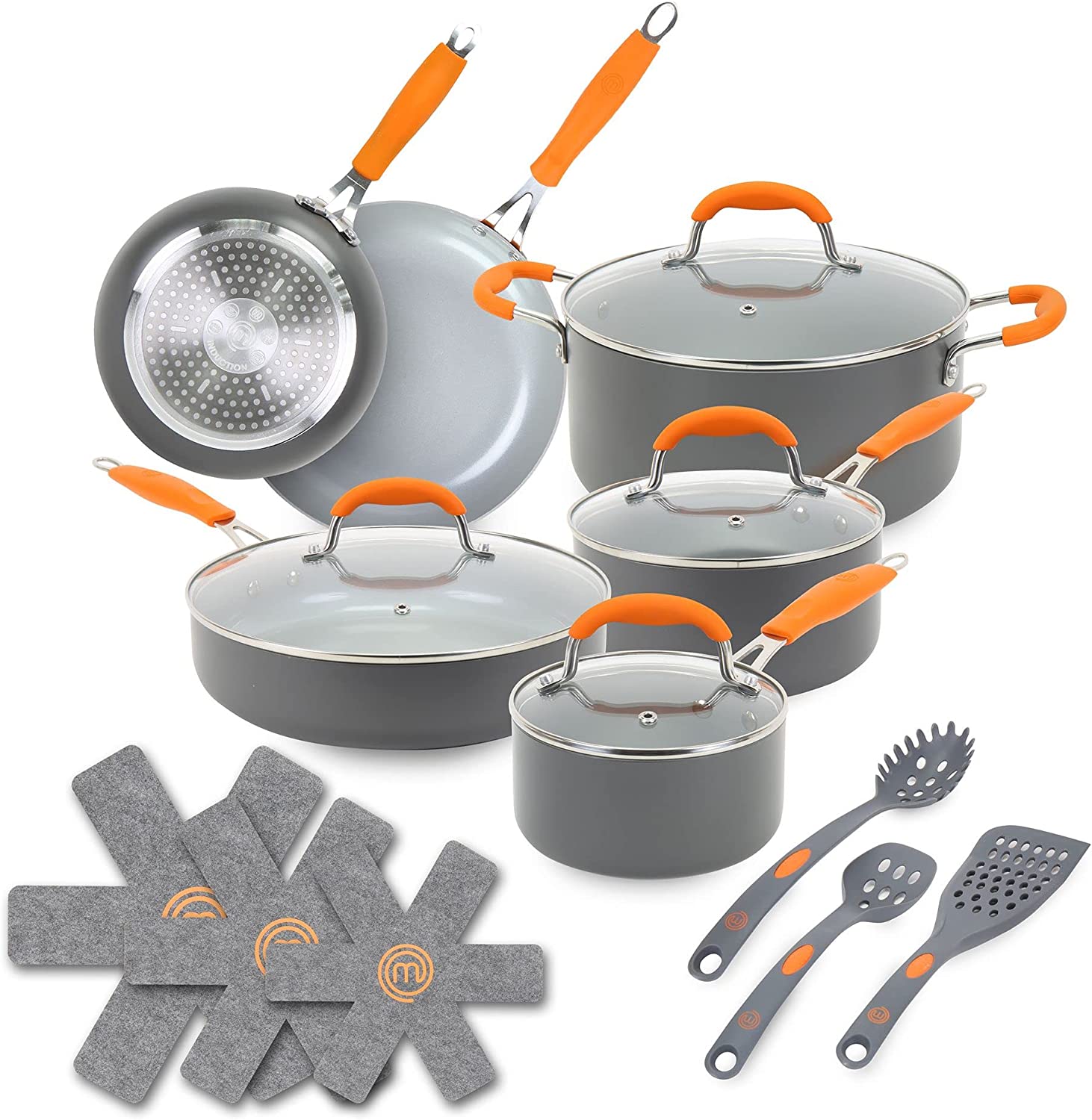 MasterChef 16-Piece Champions Cookware Set, Gray