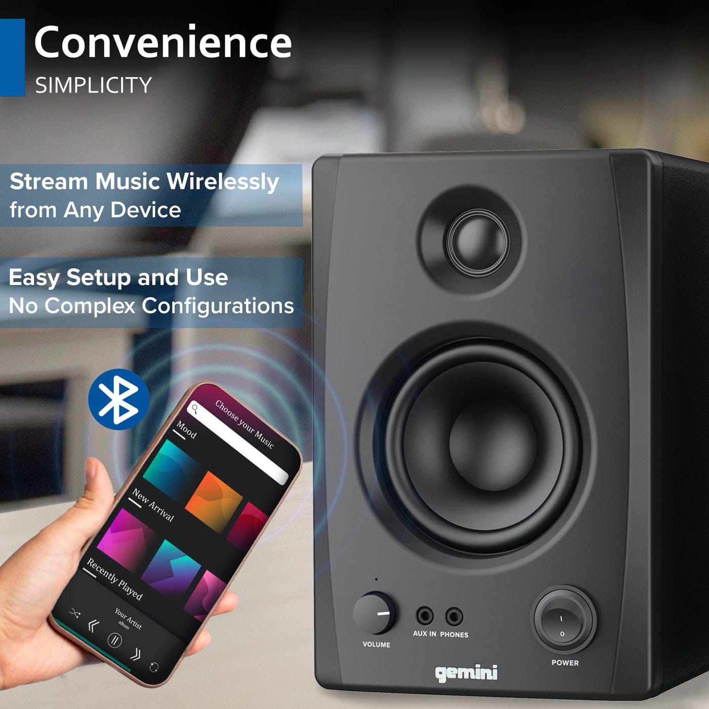 Gemini 100W Bluetooth Bookshelf Speakers - Certified Refurbished