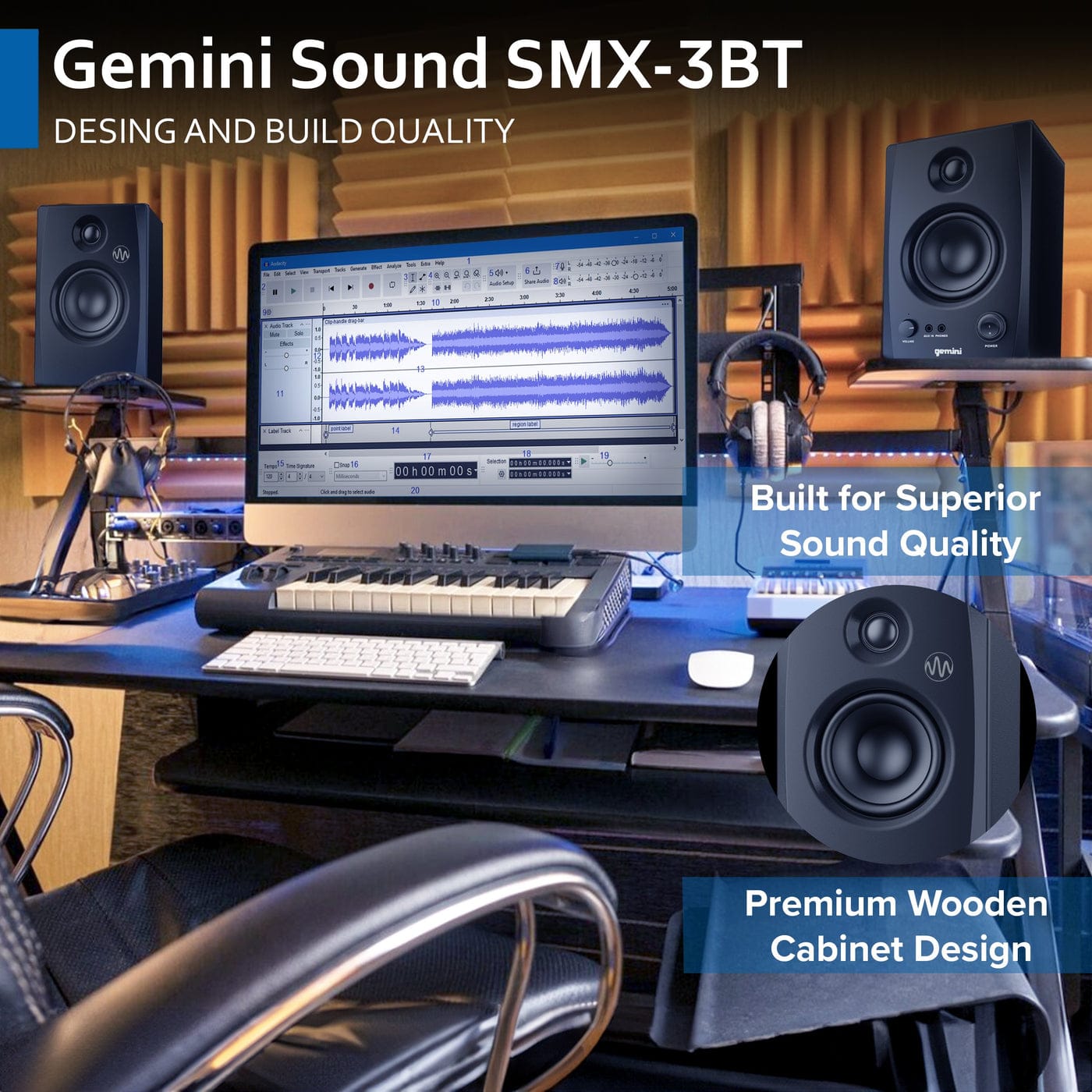 Gemini 100W Bluetooth Bookshelf Speakers - Certified Refurbished