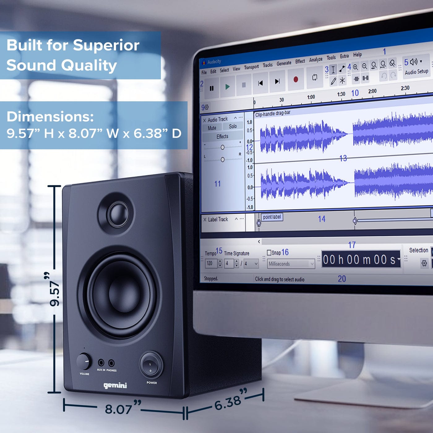 Gemini 100W Bluetooth Bookshelf Speakers - Certified Refurbished