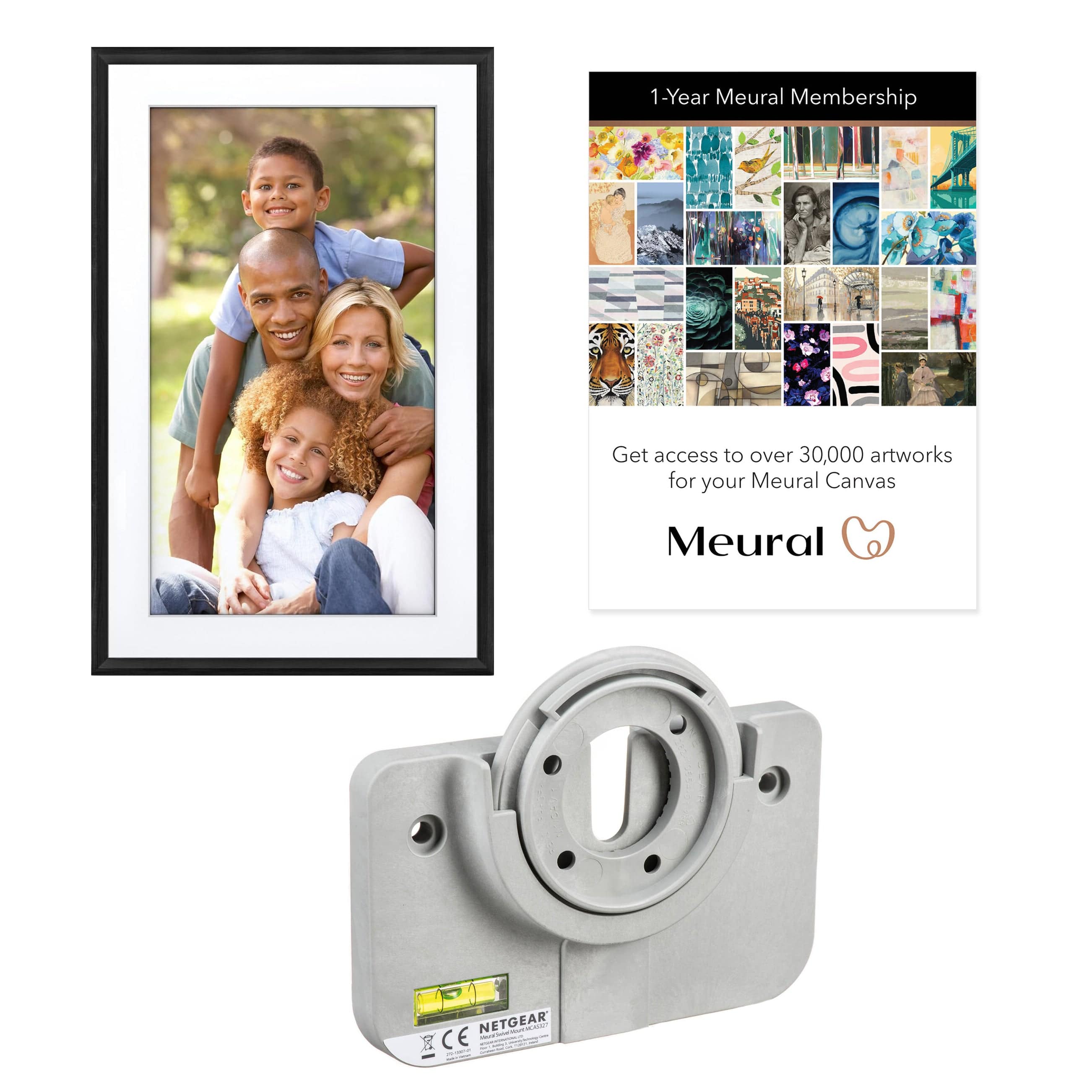 Meural 19x29 Canvas II Digital Smart Art, Photo & Video Frame Bundle, Black