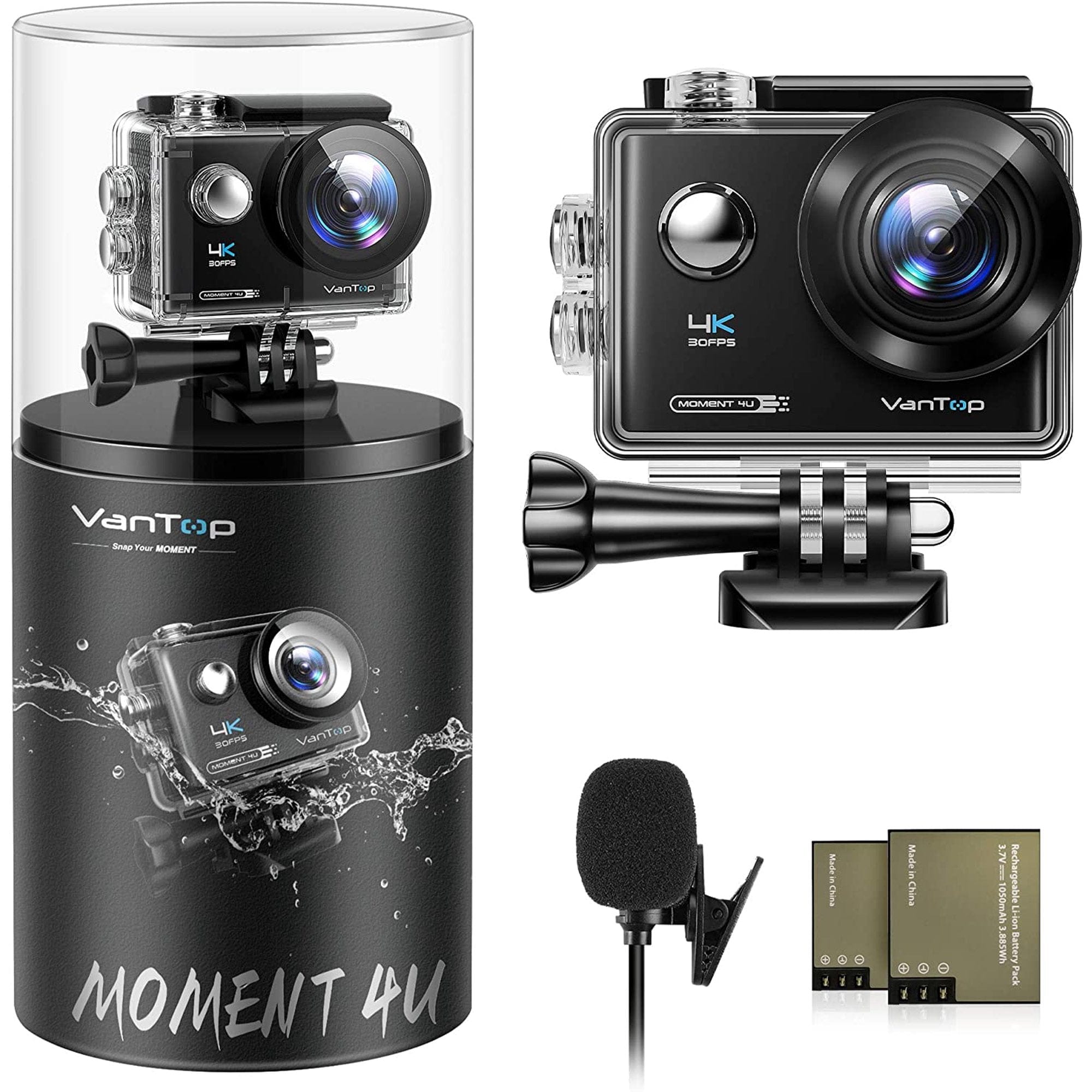 VanTop Moment 4U 4K Action Camera 20MP Waterproof Sports Camera with EIS, External Microphone, Touch Screen, Gopro Compatible Accessories