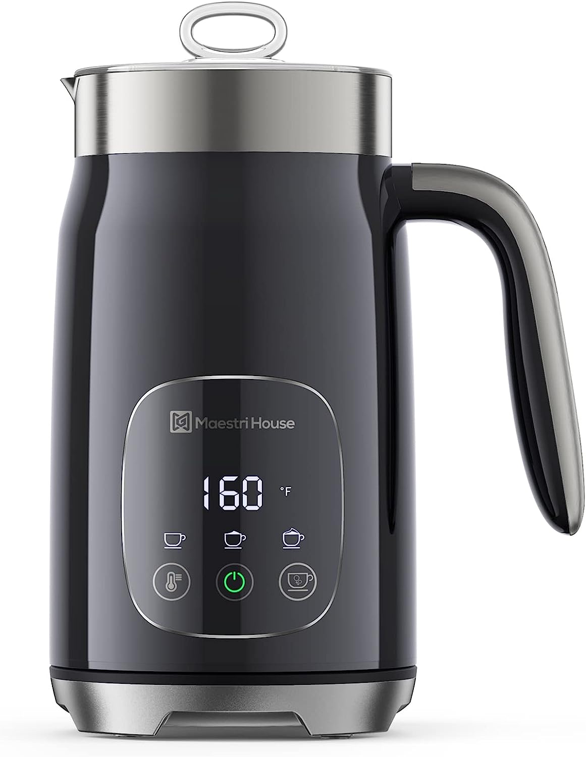 Maestri House 14oz Smart Adjustable Temperature & Thickness Control for Lattes, Cappuccinos, and Mochas Integrated Milk Frother Black