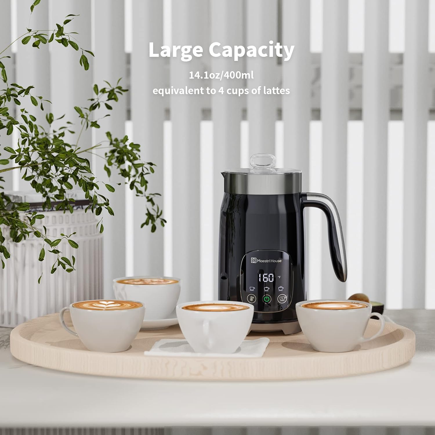 Maestri House Variable Temp + Froth Thickness, Milk Frother + Steamer, Black - Certified Refurbished