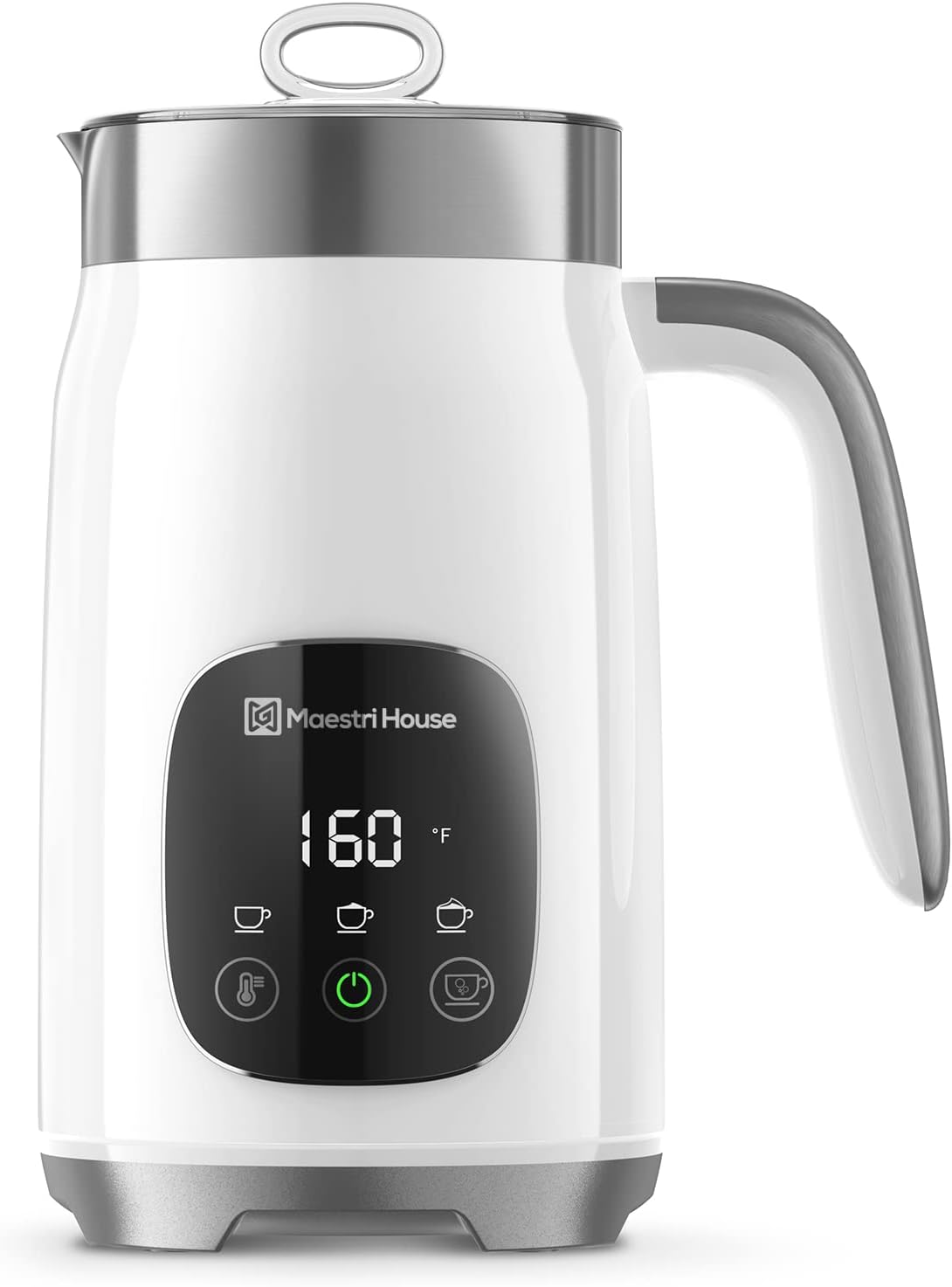 Maestri House MMF-9201-W 14oz Smart Adjustable Temperature & Thickness Control for Lattes, Cappuccinos, and Mochas Integrated Milk Frother White