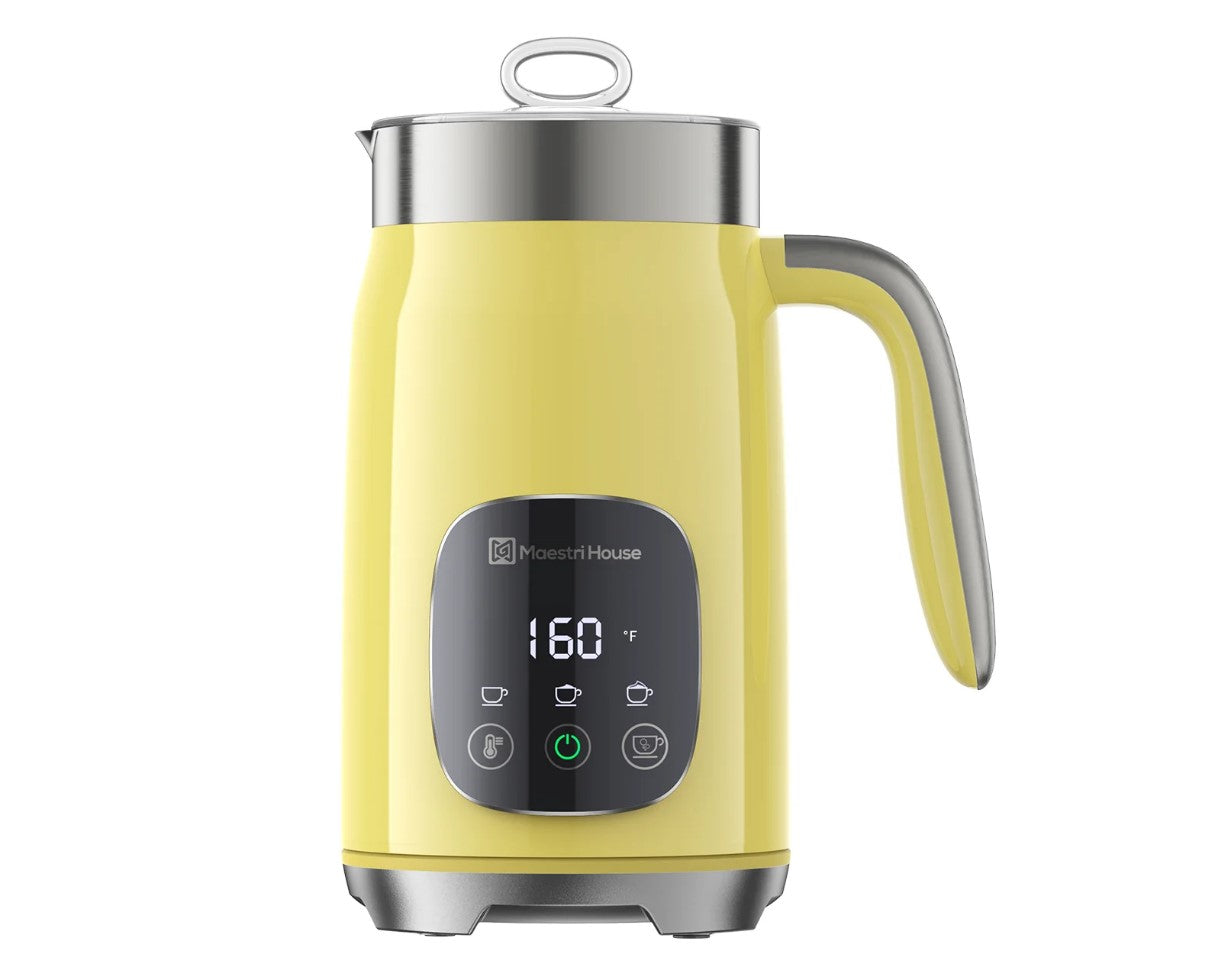 Maestri House MMF-9201-Y 14oz Smart Adjustable Temperature & Thickness Control for Lattes, Cappuccinos, and Mochas Integrated Milk Frother Yellow