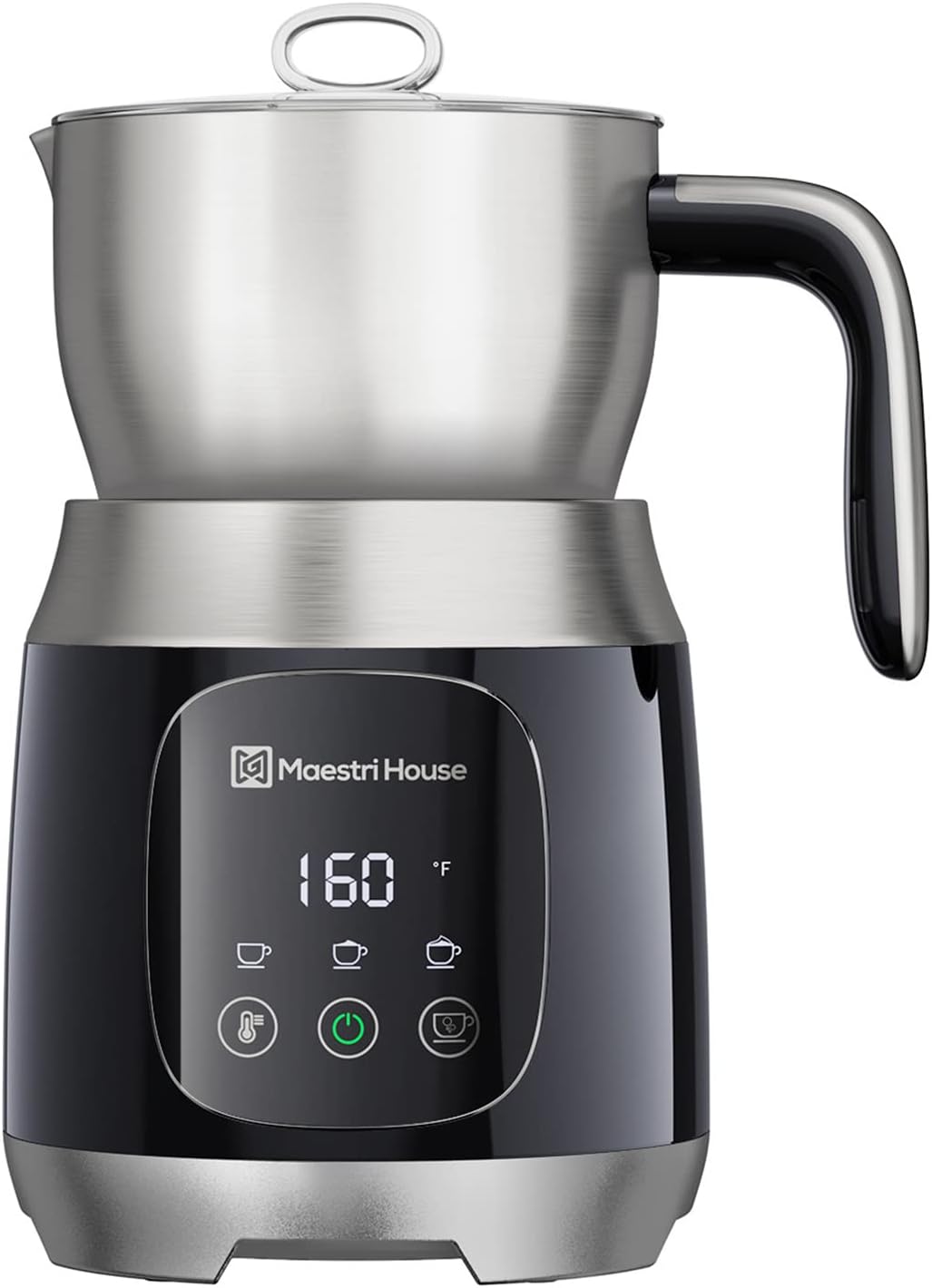Maestri House 21oz Smart Touch Control,Variable Temp and Froth Thickness Detachable Milk Frother Black