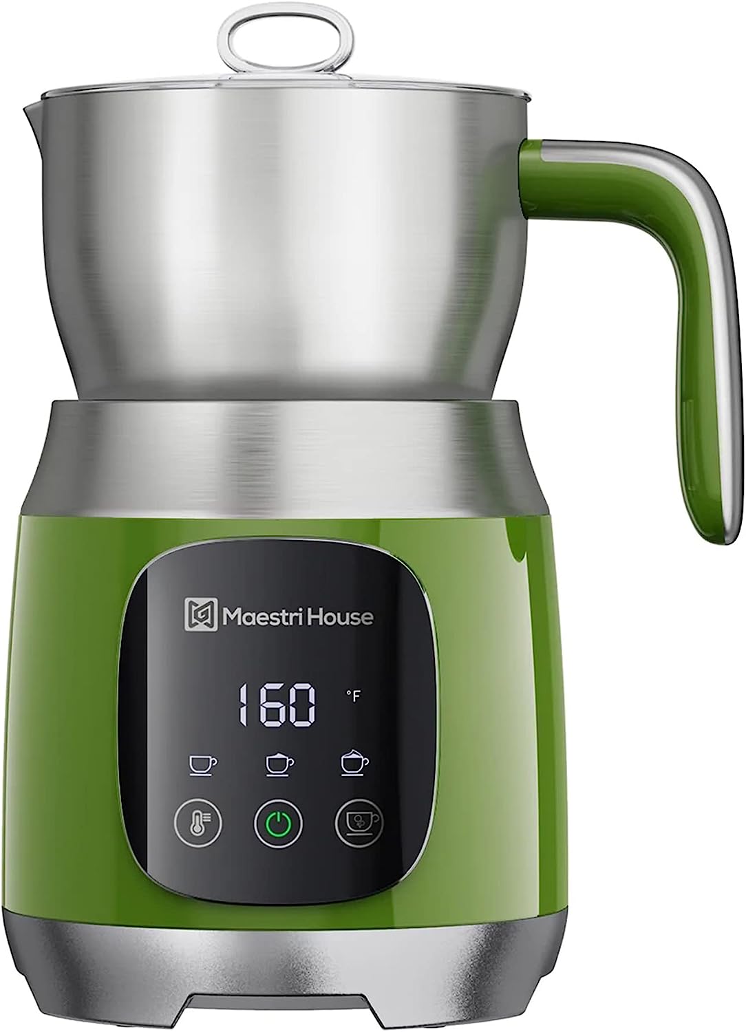 Maestri House 21oz Smart Touch Control,Variable Temp and Froth Thickness Detachable Milk Frother Green