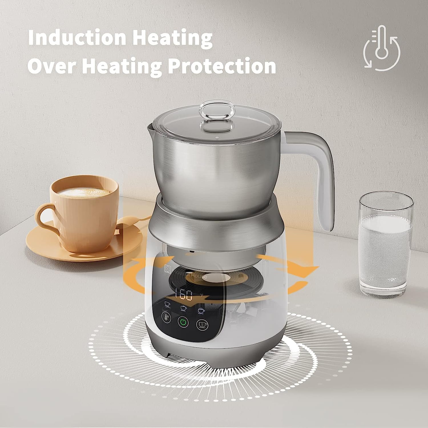 Maestri House 21oz Smart Touch Control,Variable Temp and Froth Thickness Detachable Milk Frother White