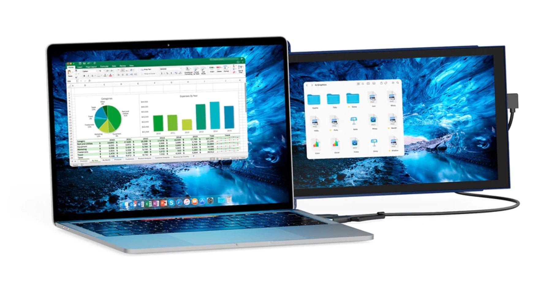 Mobile Pixels Duex Lite 12.5" Portable Monitor FHD 1080p Laptop Screen Extender, Blue - Certified Refurbished