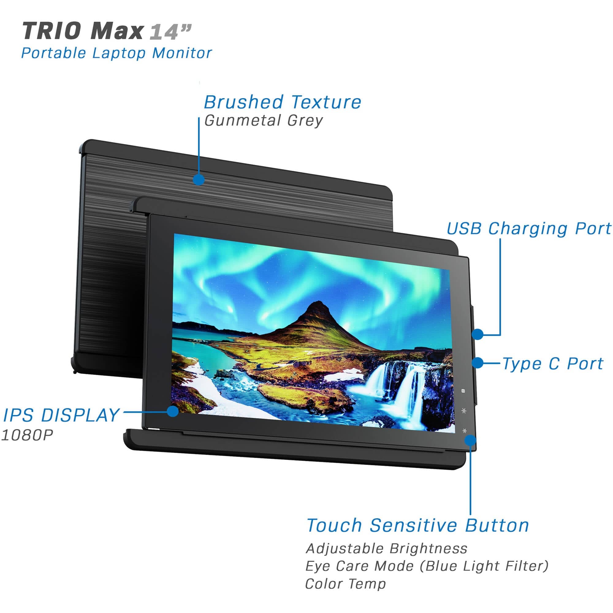 Mobile Pixels Trio Max Portable Monitor, 14.1" Triple Monitor - Certified Refurbished