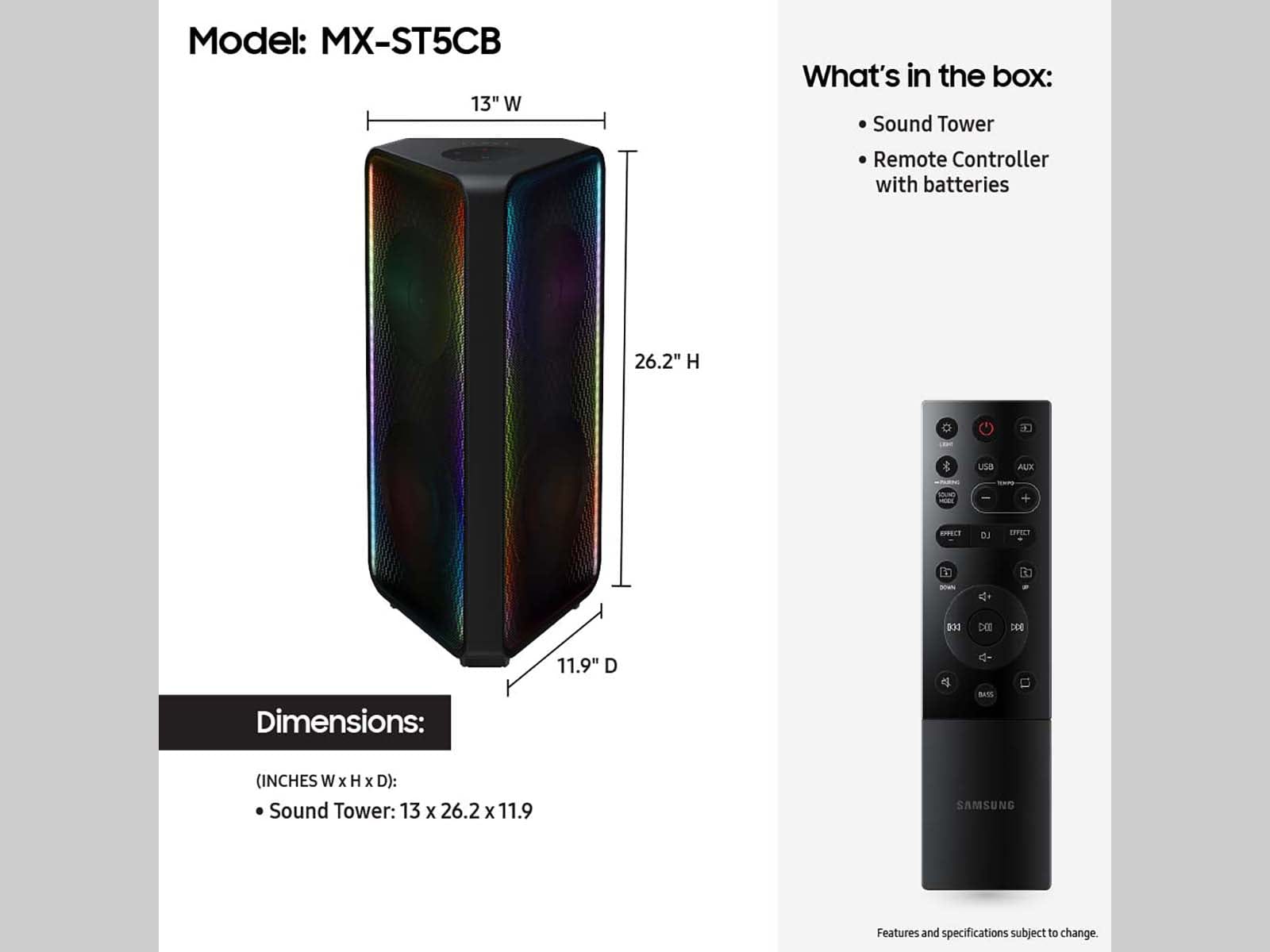 Samsung Party Bluetooth Speaker 210 Watt Tower - Certified Refurbished