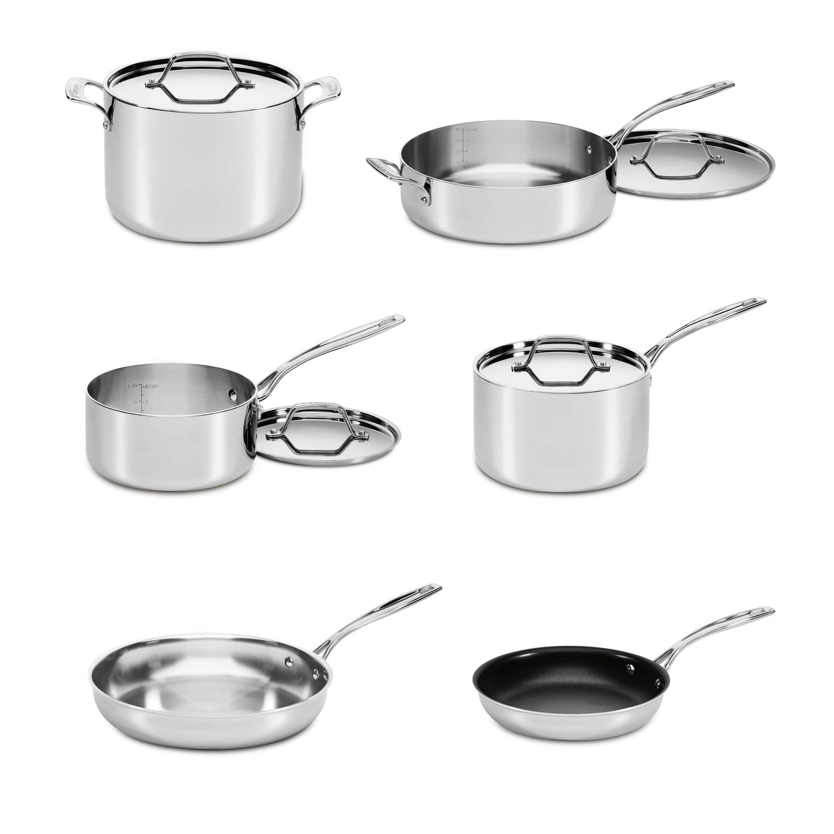 Cuisinart Custom-Clad 5-Ply Stainless Steel 10 Piece Cookware Set, Silver