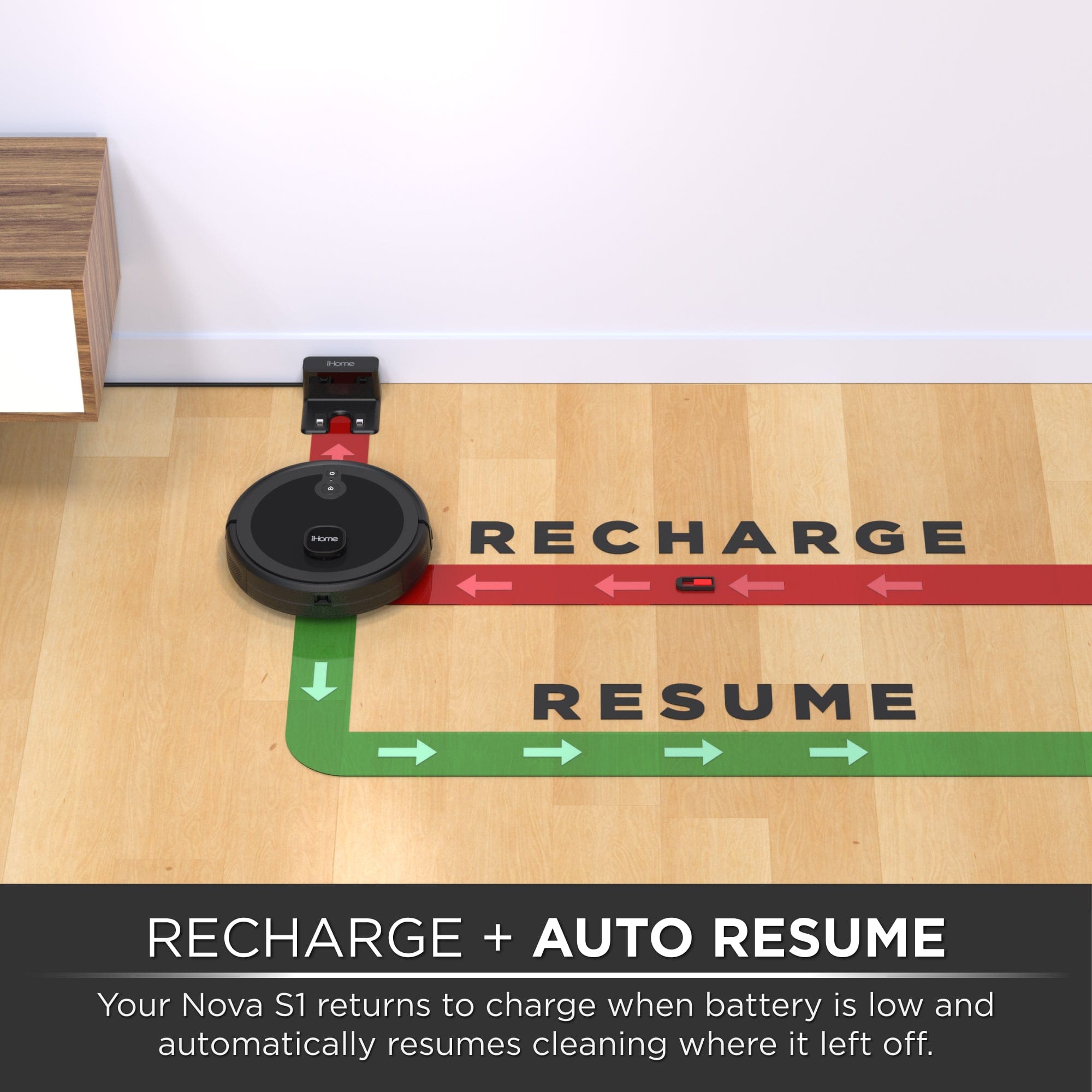 iHome AutoVac Nova S1 LIDAR Navigation Robot Vacuum, Black - Certified Refurbished