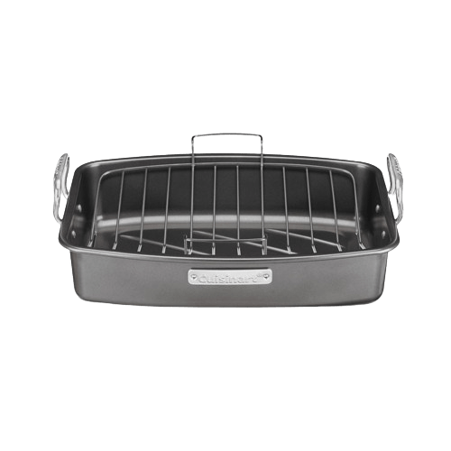 Cuisinart Roasting And Lasagna Pans 17" x 13" Nonstick Roaster with V-Rack, Black