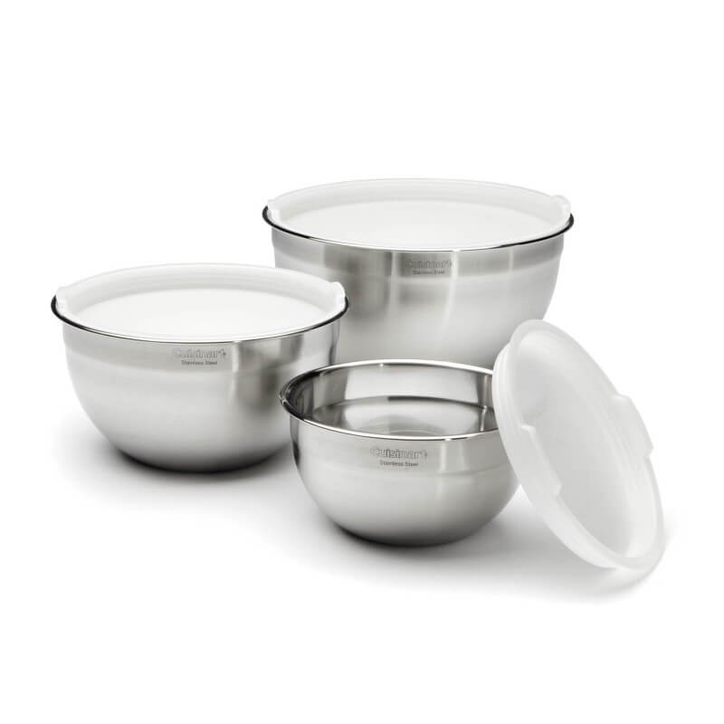 Cuisinart Stainless Steel Mixing Bowls with Lids, Silver
