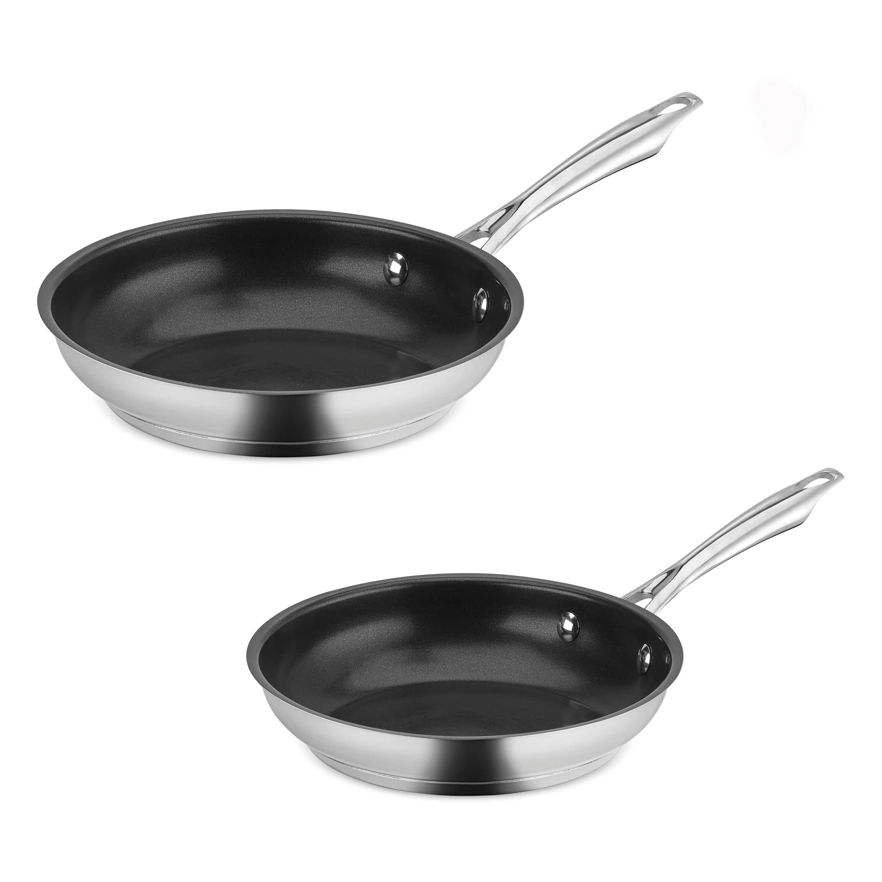 Cuisinart Professional Series™ Stainless Steel 2pk Non-Stick Skillet Set (8” & 10”), Silver