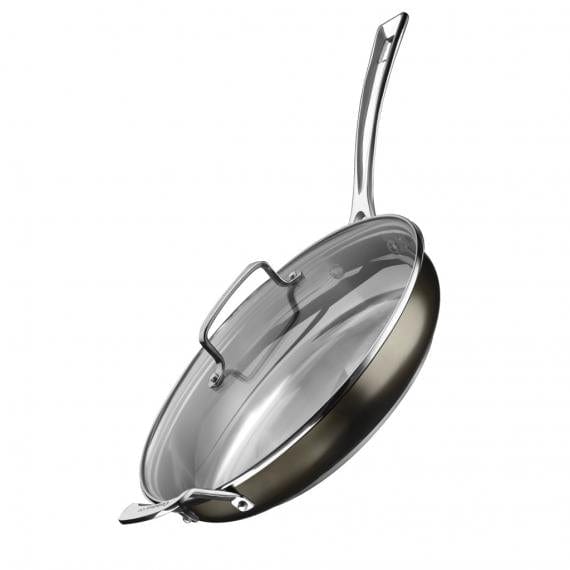 Cuisinart 12" Skillet with Helper Handle & Cover, Black