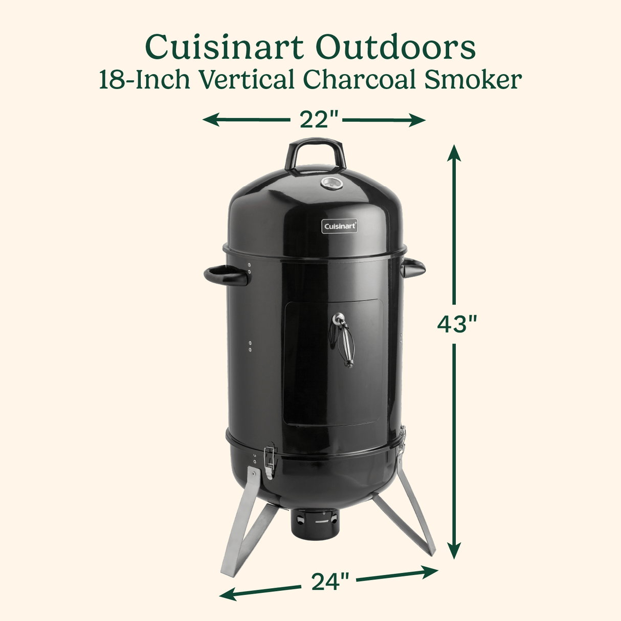 Cuisinart 18" Vertical Charcoal Smoker, Black