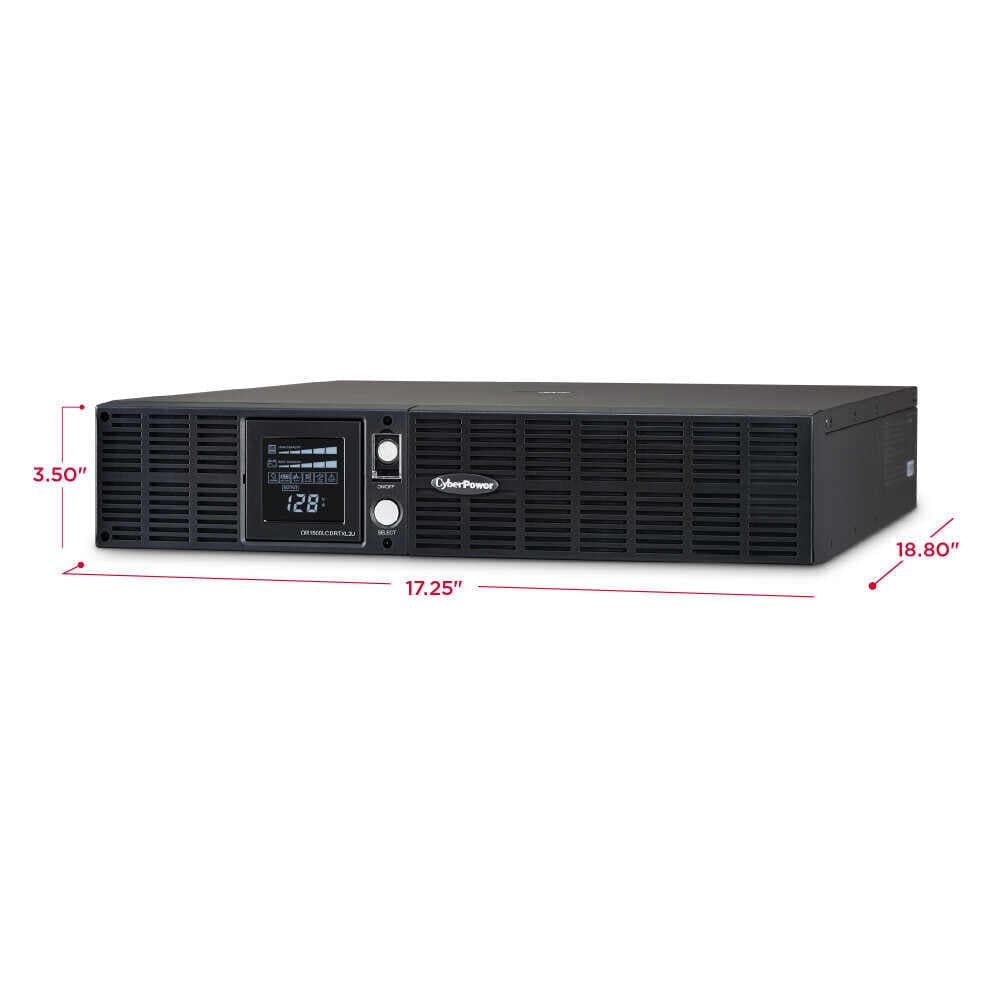 CyberPower Smart App LCD UPS System, 1500VA/1125W, 8 Outlets, AVR, 2U Rack/Tower, Black - Certified Refurbished