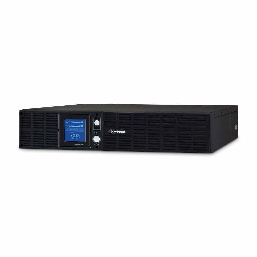 CyberPower Smart App LCD UPS System, 1500VA/1125W, 8 Outlets, AVR, 2U Rack/Tower, Black - Certified Refurbished