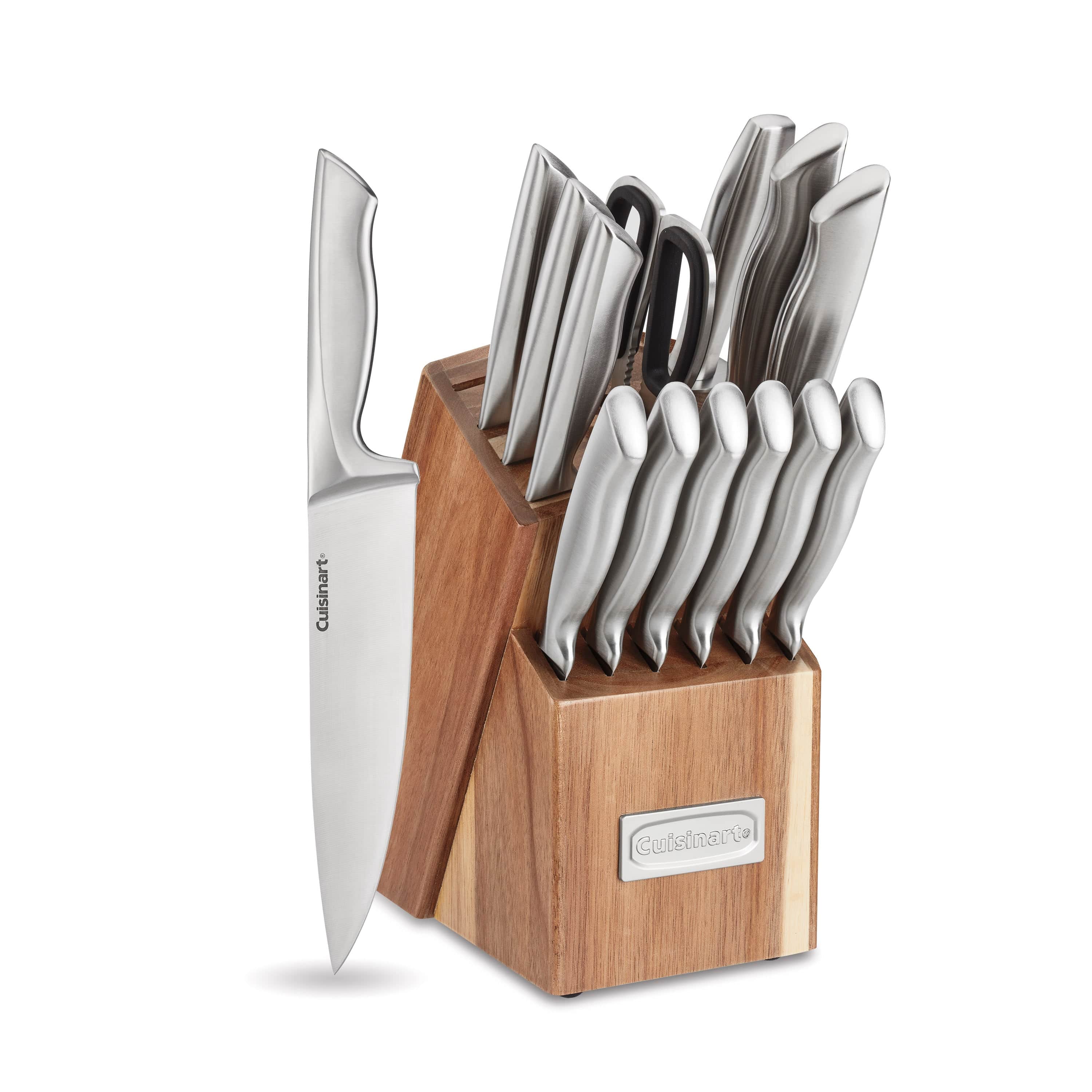 Cuisinart 15pc Elite Series Stainless Steel Block Set with Acacia Block, Silver