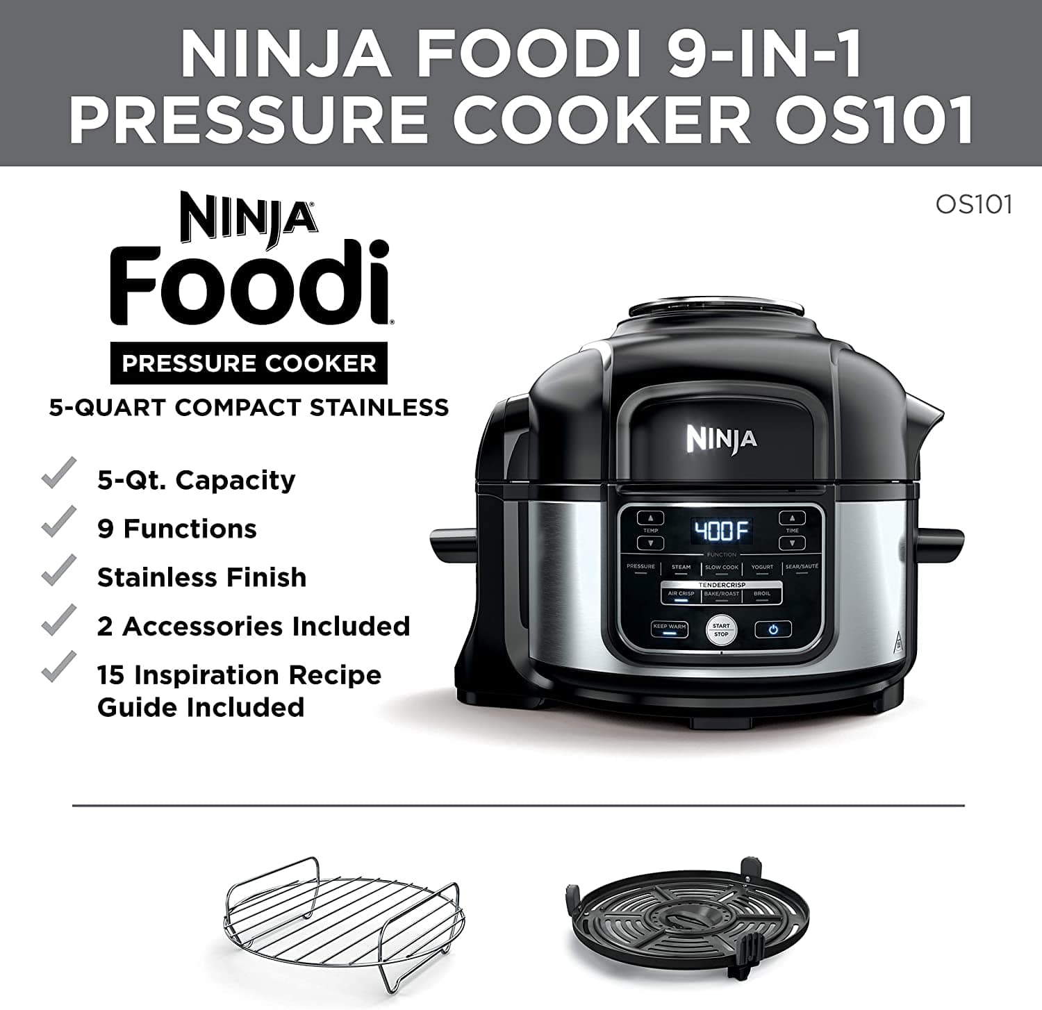 Ninja Foodi 9-in-1 5 Quart Pressure Cooker & Air Fryer