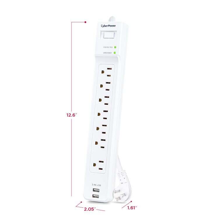 CyberPower Essential 7-Outlet Surge Protector, White